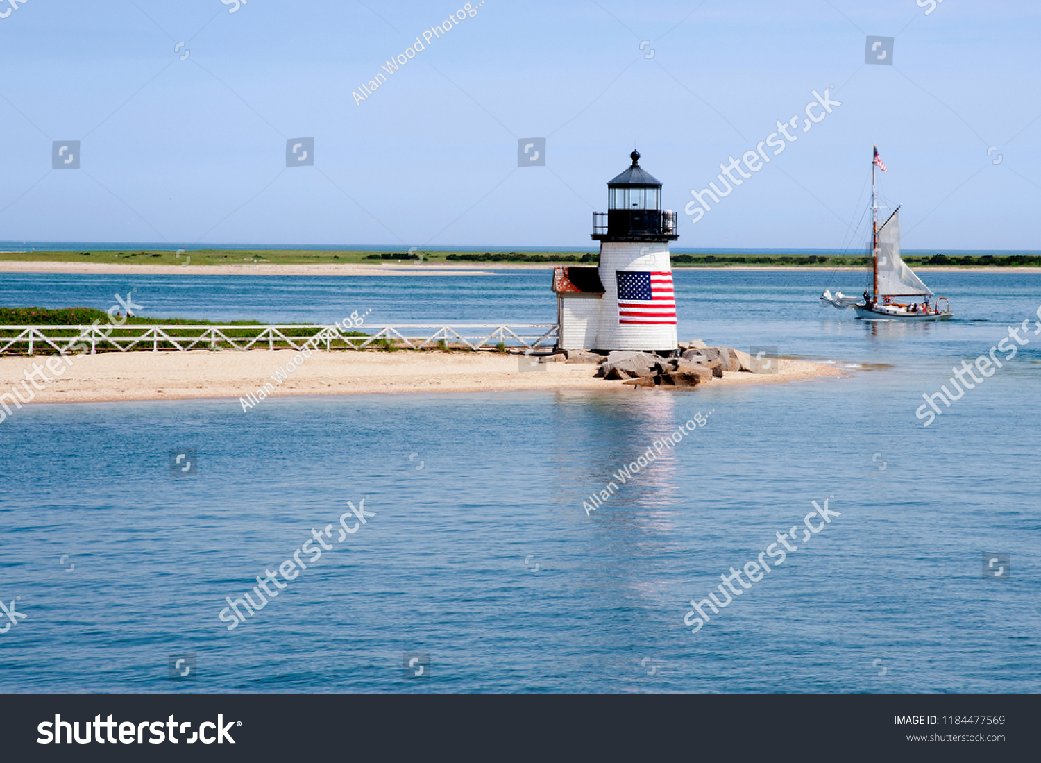 776 Lighthouses In Nantucket Images Stock Photos Vectors Shutterstock   Stock Photo Sailing Past Brant Point Lighthouse On Nantucket Island On A Warm Quiet Summer Day In New England 1184477569 