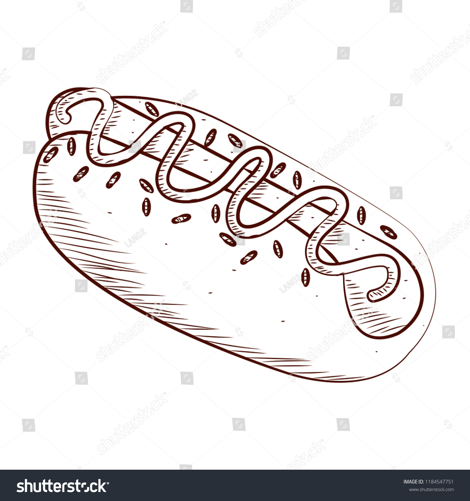 Hot Dog Outline Draw Stock Vector (royalty Free) 1184547751 