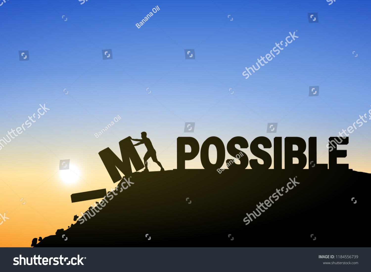 Silhouette Young Man Change Impossible Possible Stock Vector (Royalty ...