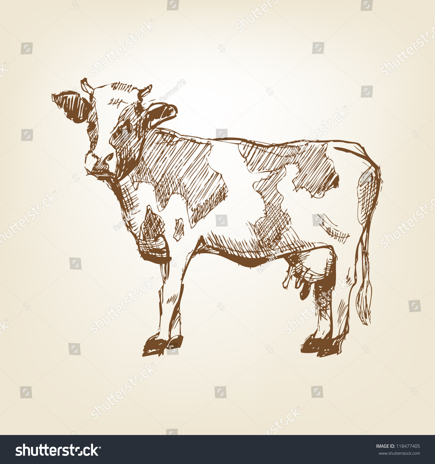 Нарисованная корова с боку