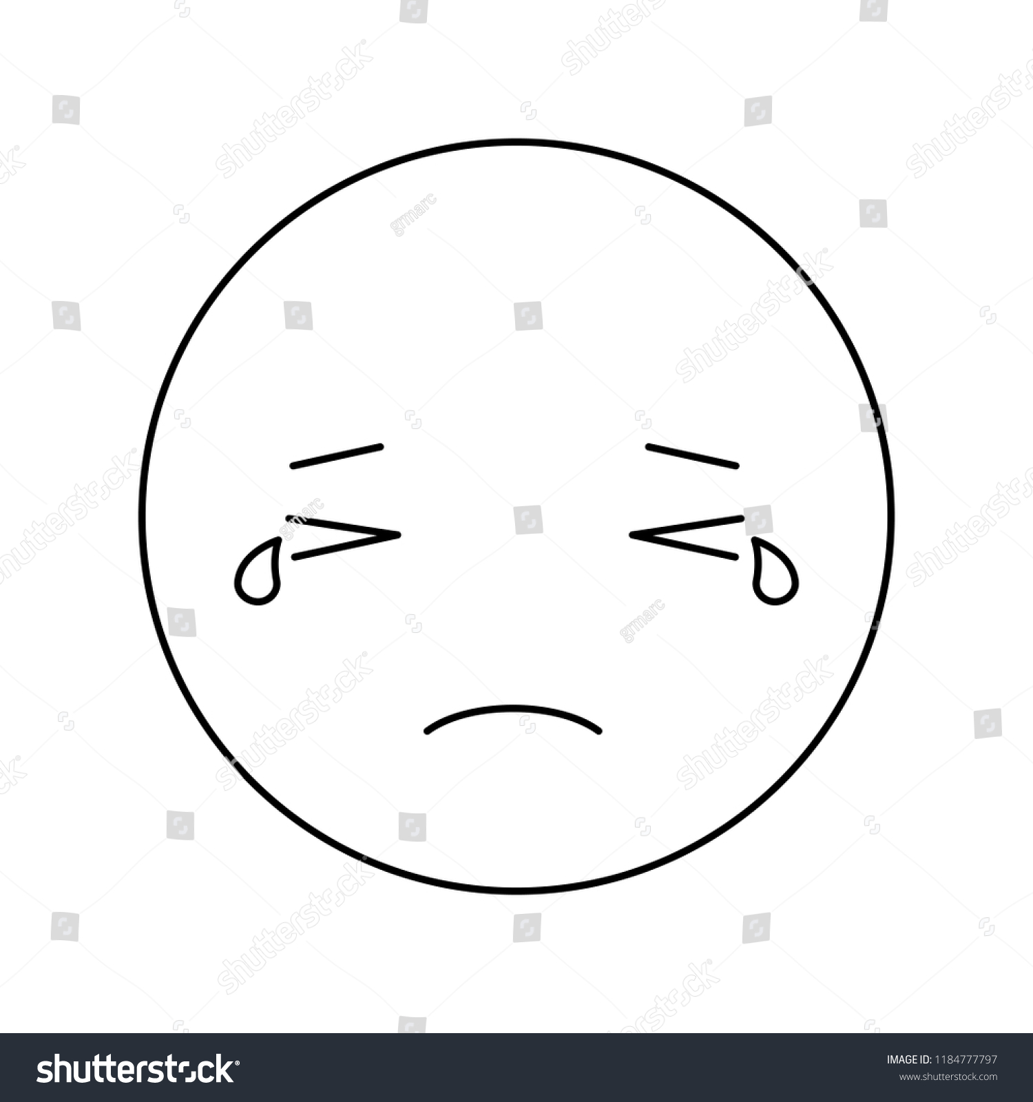 Cartoon Crying Head Kawaii Character Stock Vector (Royalty Free ...