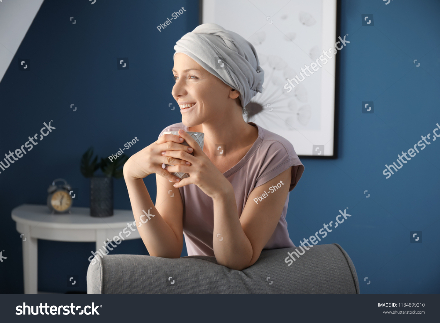 Happy Woman After Chemotherapy Drinking Tea Stock Photo Shutterstock