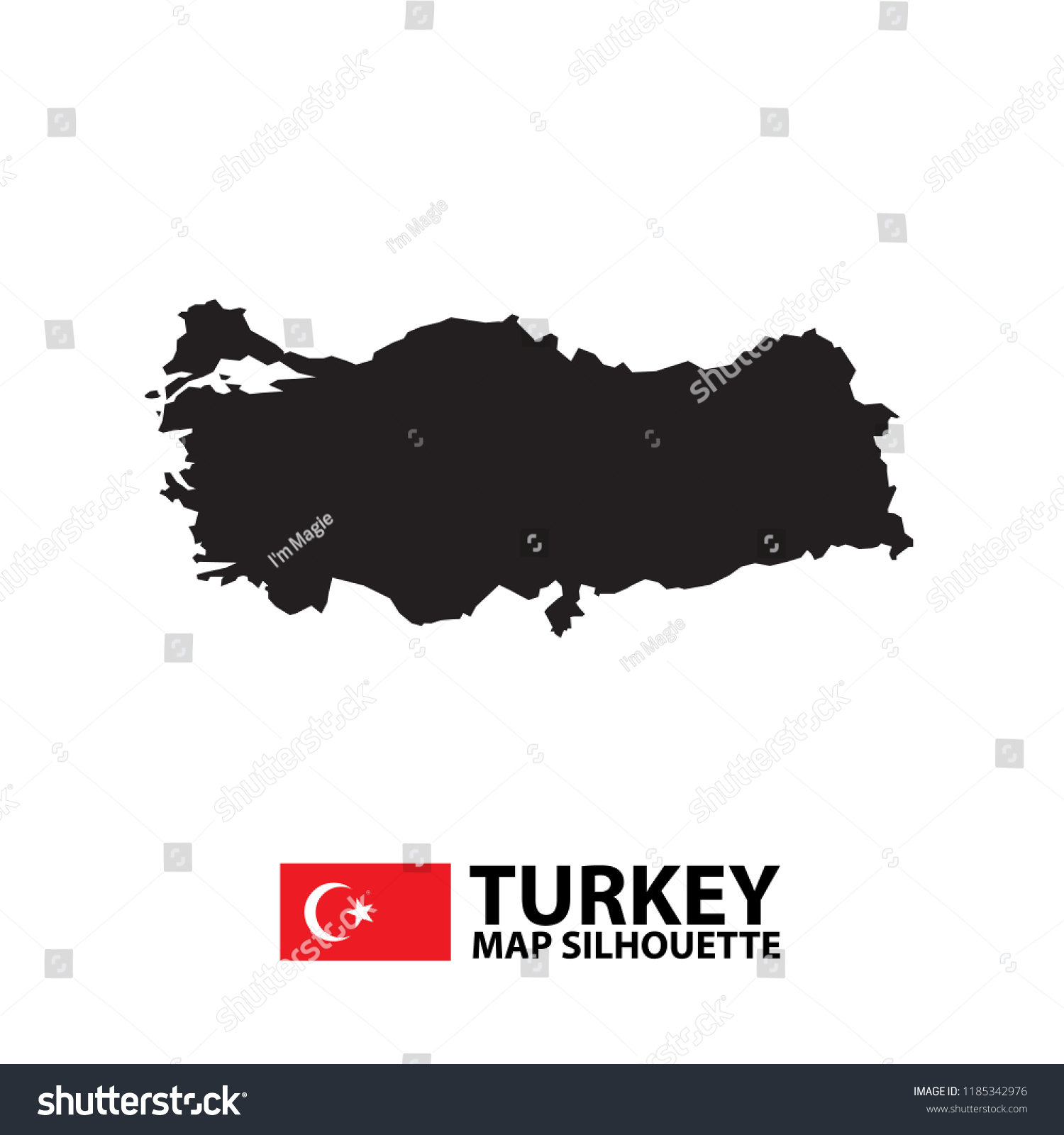 Turkey Map Silhouette Design Vector Stock Vector (Royalty Free ...