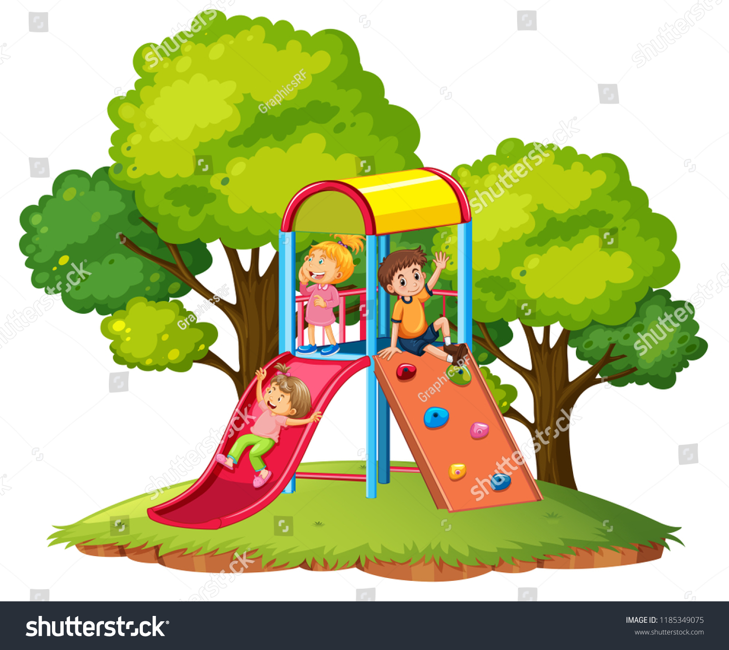 Children Play Slide Playground Illustration Stock Vector (Royalty Free ...