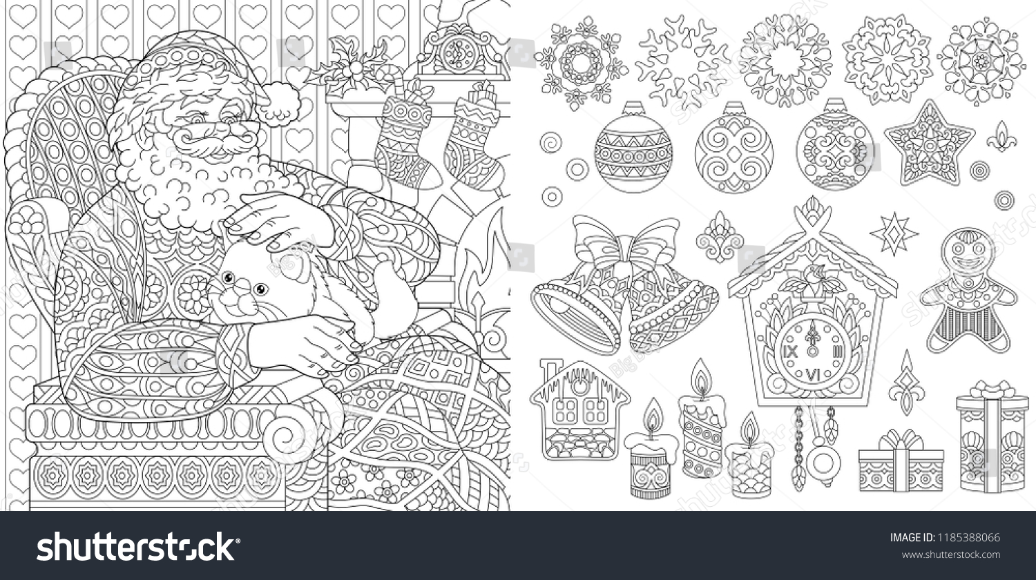 New Year Christmas Coloring Pages Coloring Stock Vector (Royalty Free