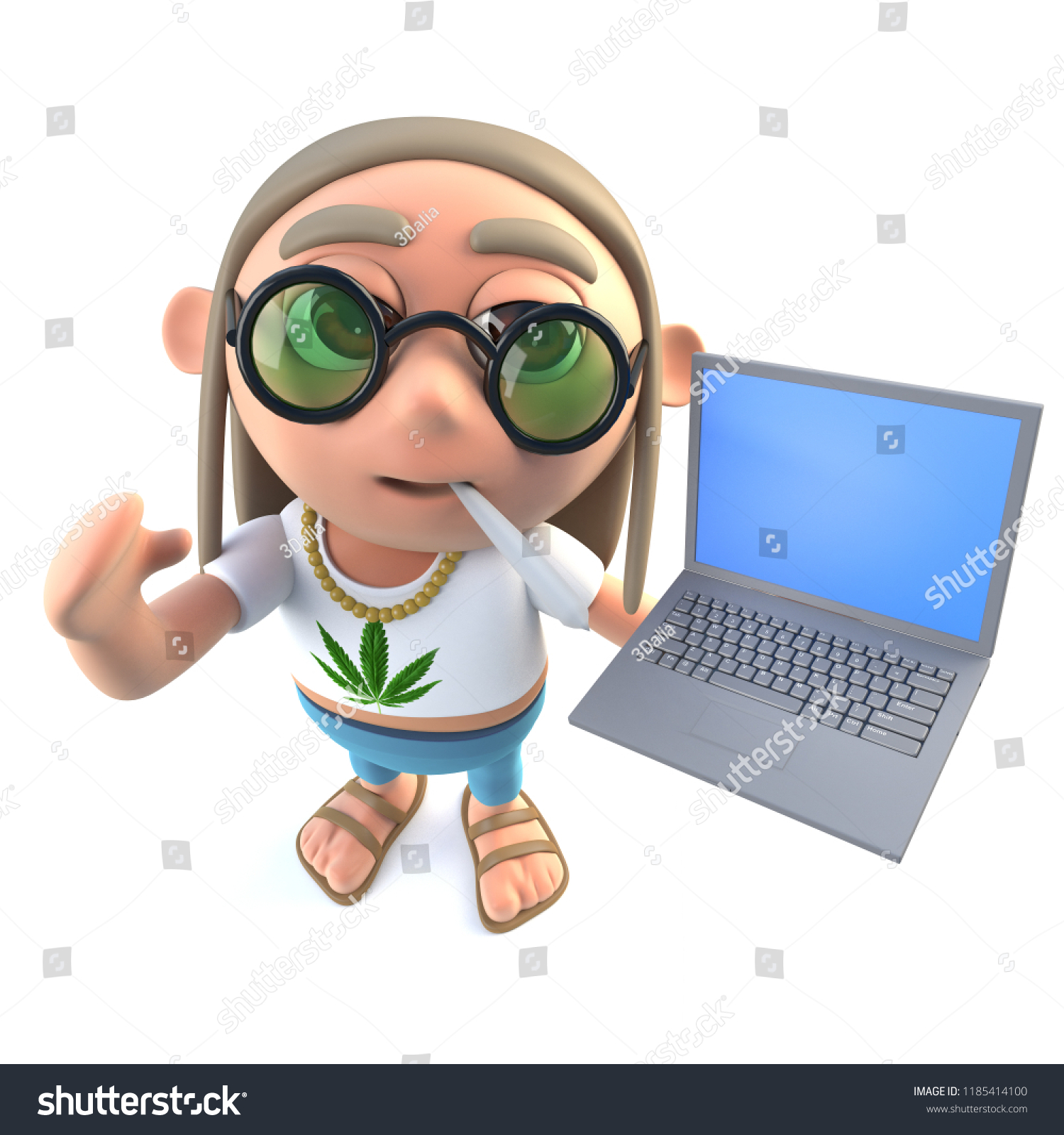 3d Render Funny Cartoon Hippy Stoner 스톡 일러스트 1185414100 | Shutterstock