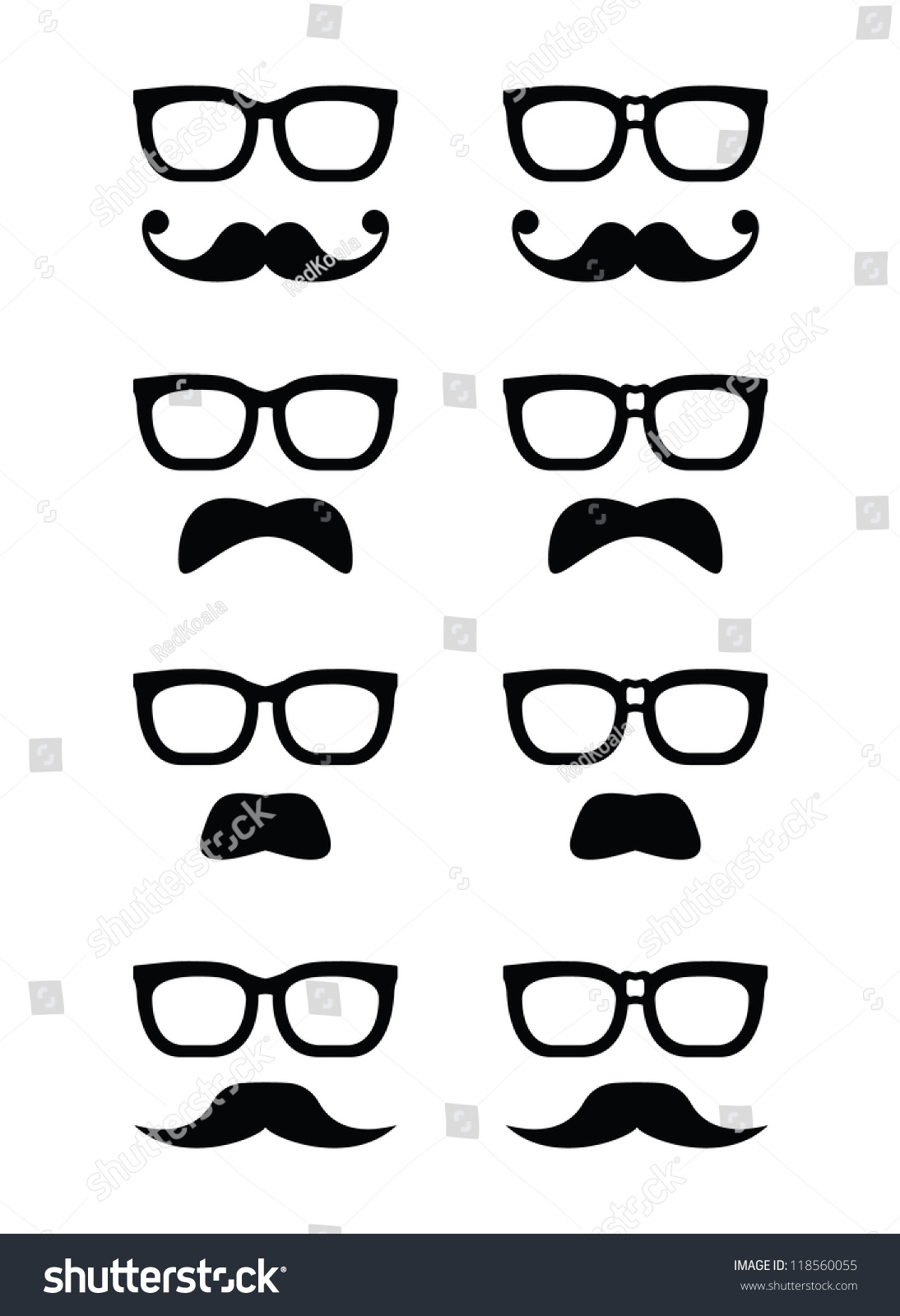 Geek Glasses Moustache Mustache Vector Icons Stock Vector Royalty Free 118560055 Shutterstock 6131