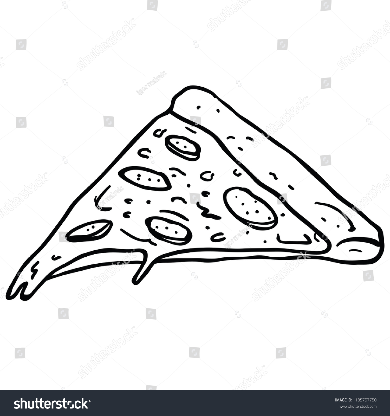 Dripping Pizza Slice Hand Drawn Cartoon Stock Vector (Royalty Free ...