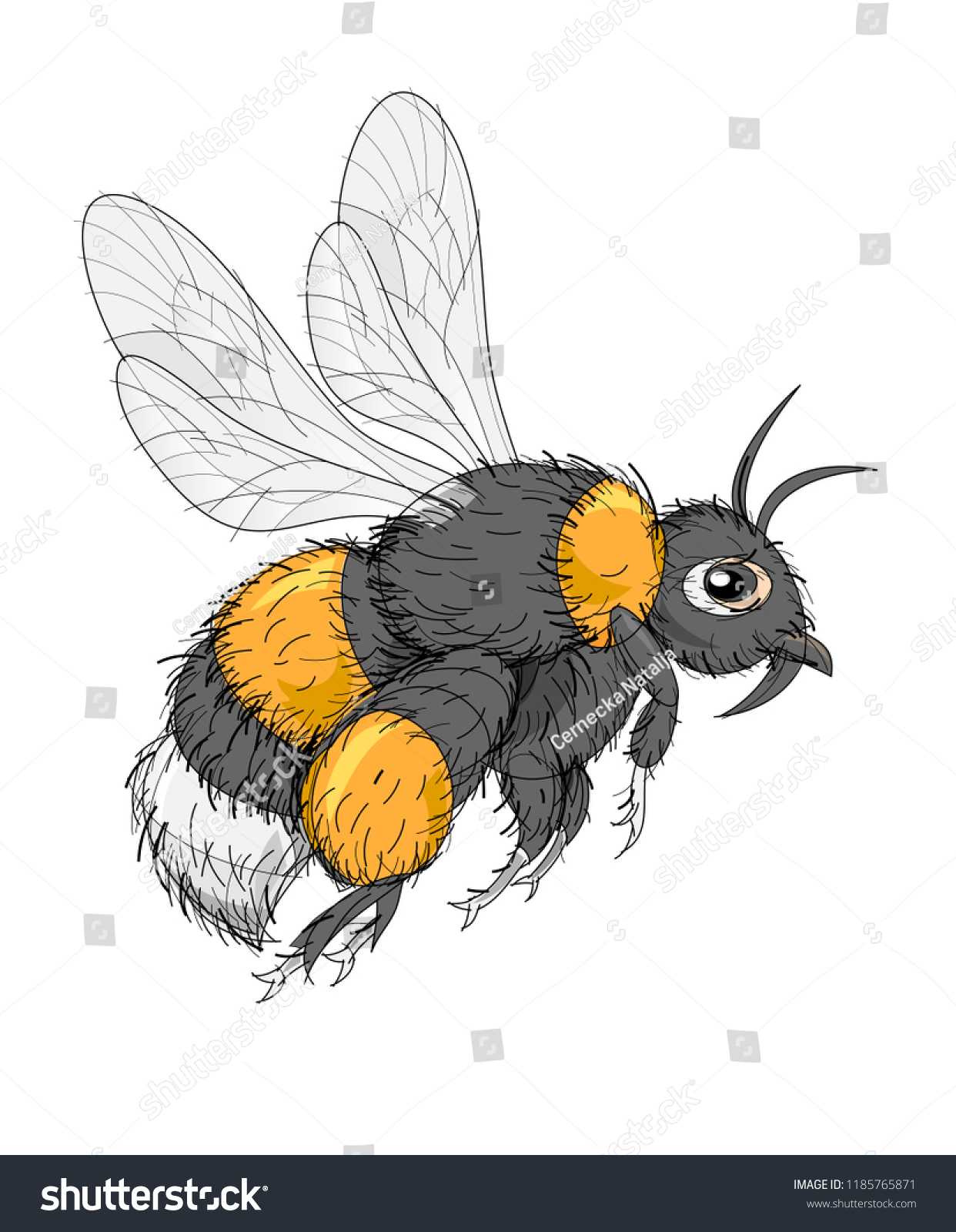 Fantasy Illustration Cute Insect Bumblebee On Stock Vector (Royalty ...