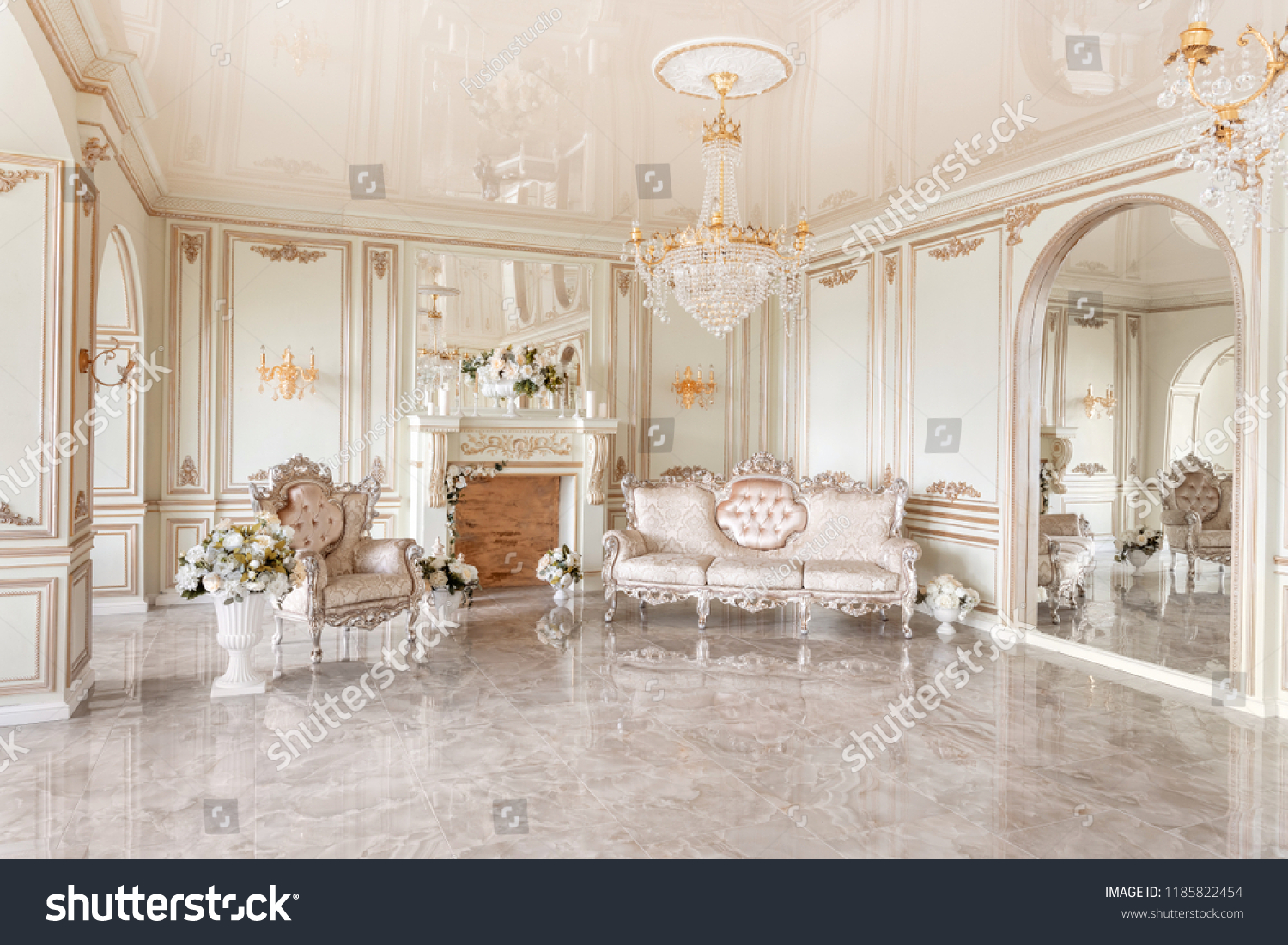 Morning Luxurious Light Interior Mansion Bright Stock Photo 1185822454