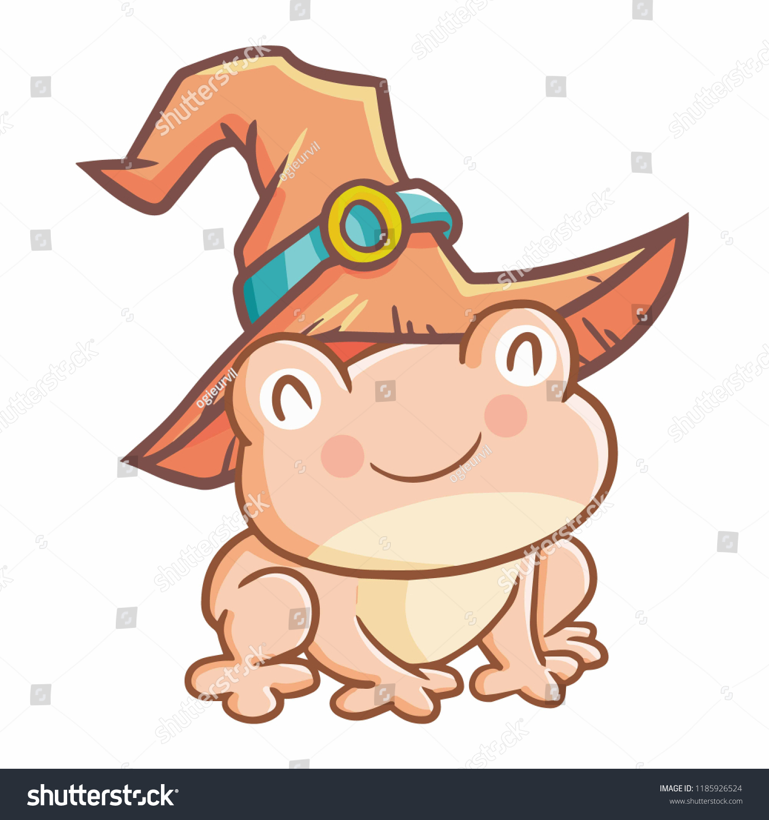 frog wearing witch hat