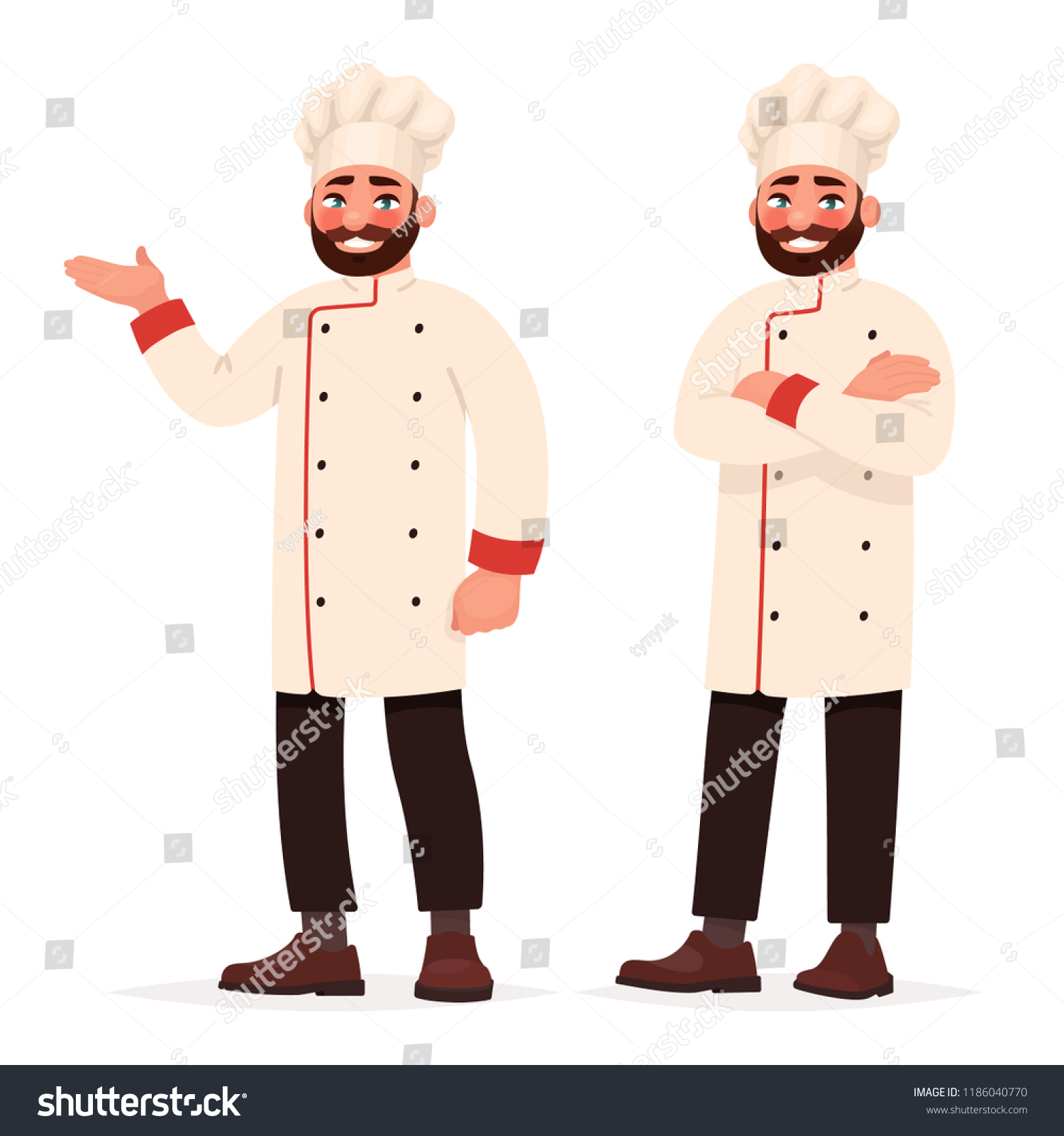 Chef Cook Two Poses Vector Illustration Stock Vector (Royalty Free ...