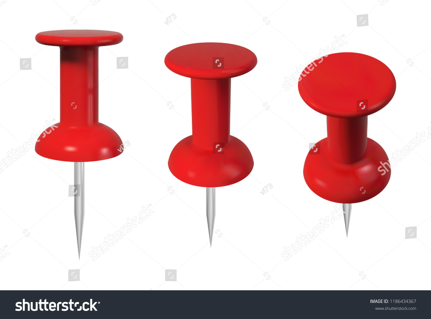 Realistic Red Push Pins Set Isolated Stock Vector Royalty Free 1186434367 Shutterstock