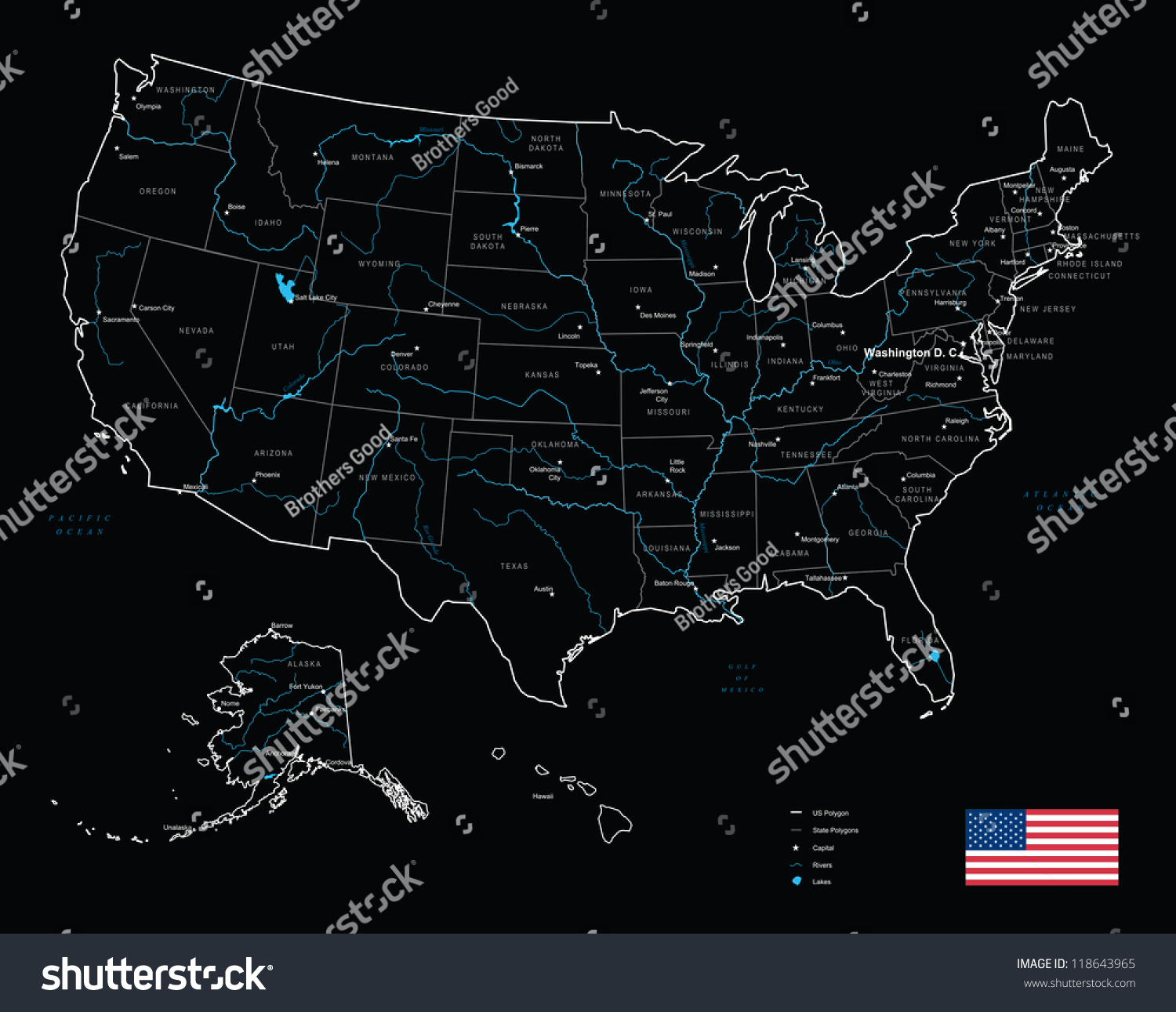 Map Usa On Black Background Vector Stock Vector (Royalty Free ...