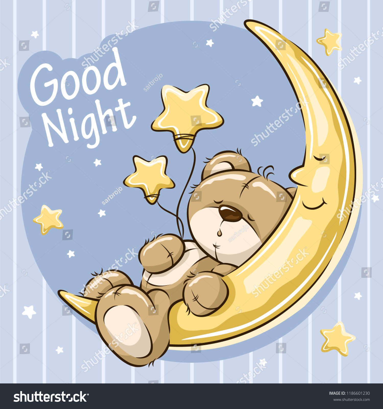 Bear Sleeping Moon Stock Vector (Royalty Free) 1186601230 | Shutterstock