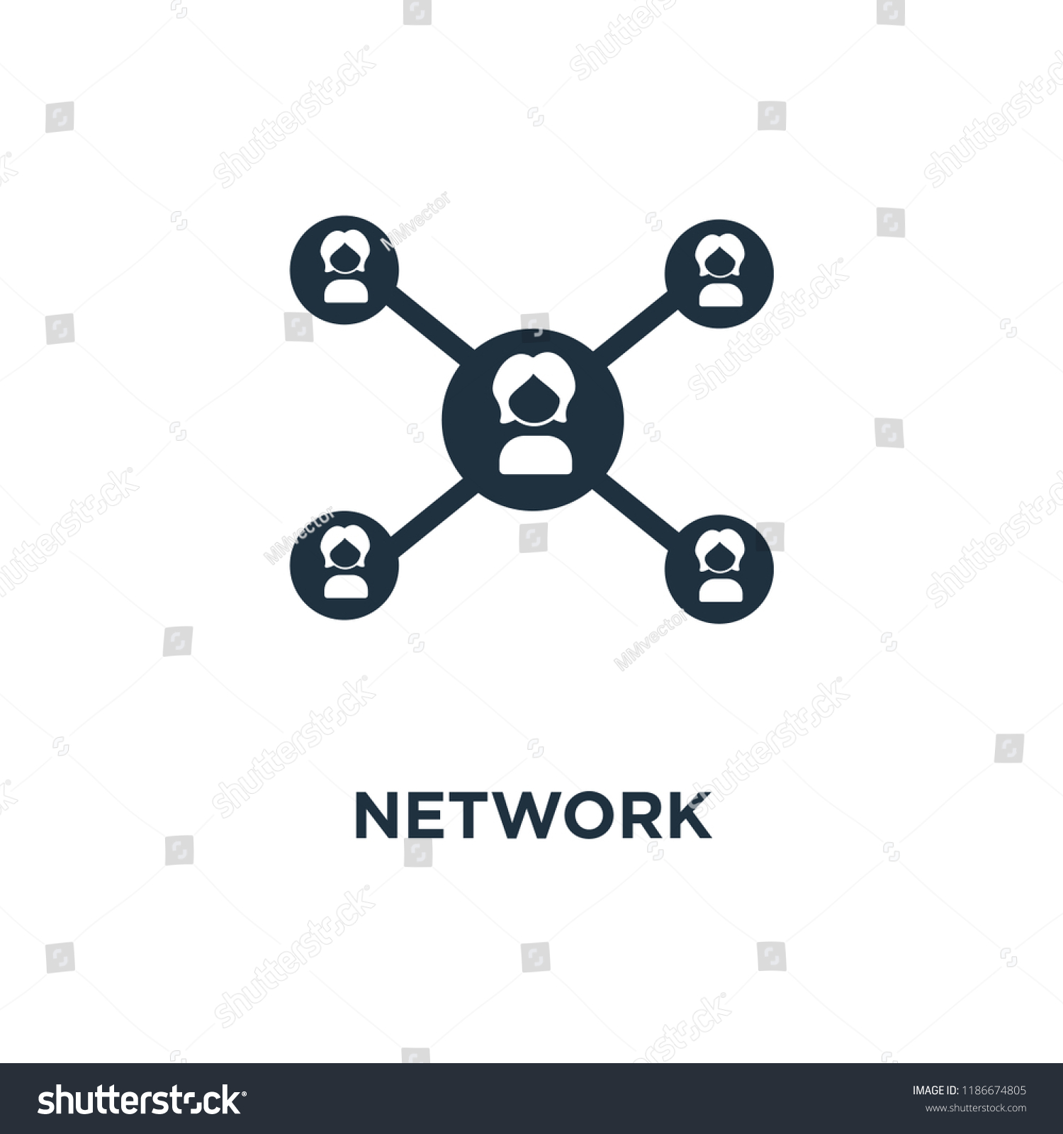 Network Icon Black Filled Vector Illustration Stock Vector (Royalty ...