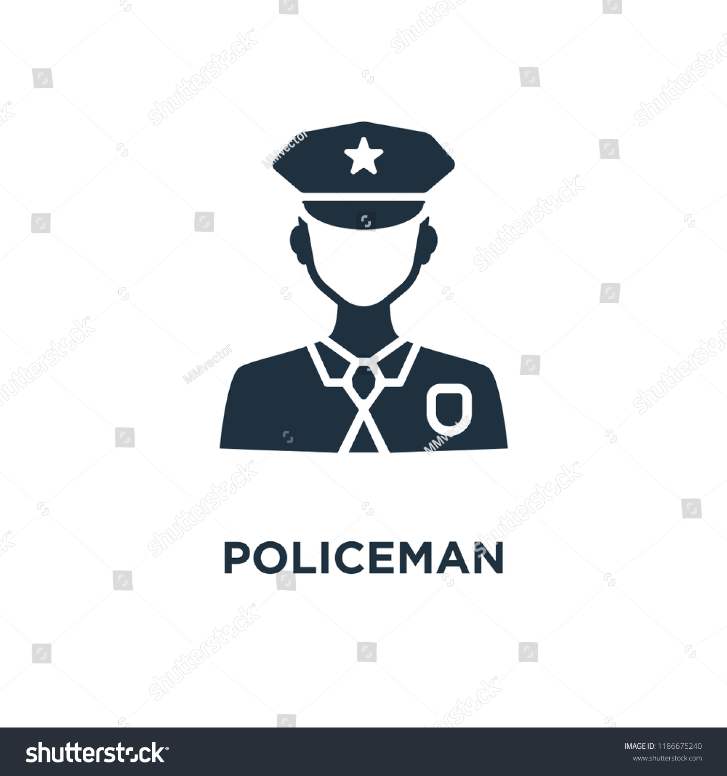 Policeman Icon Black Filled Vector Illustration Stock Vector (Royalty ...