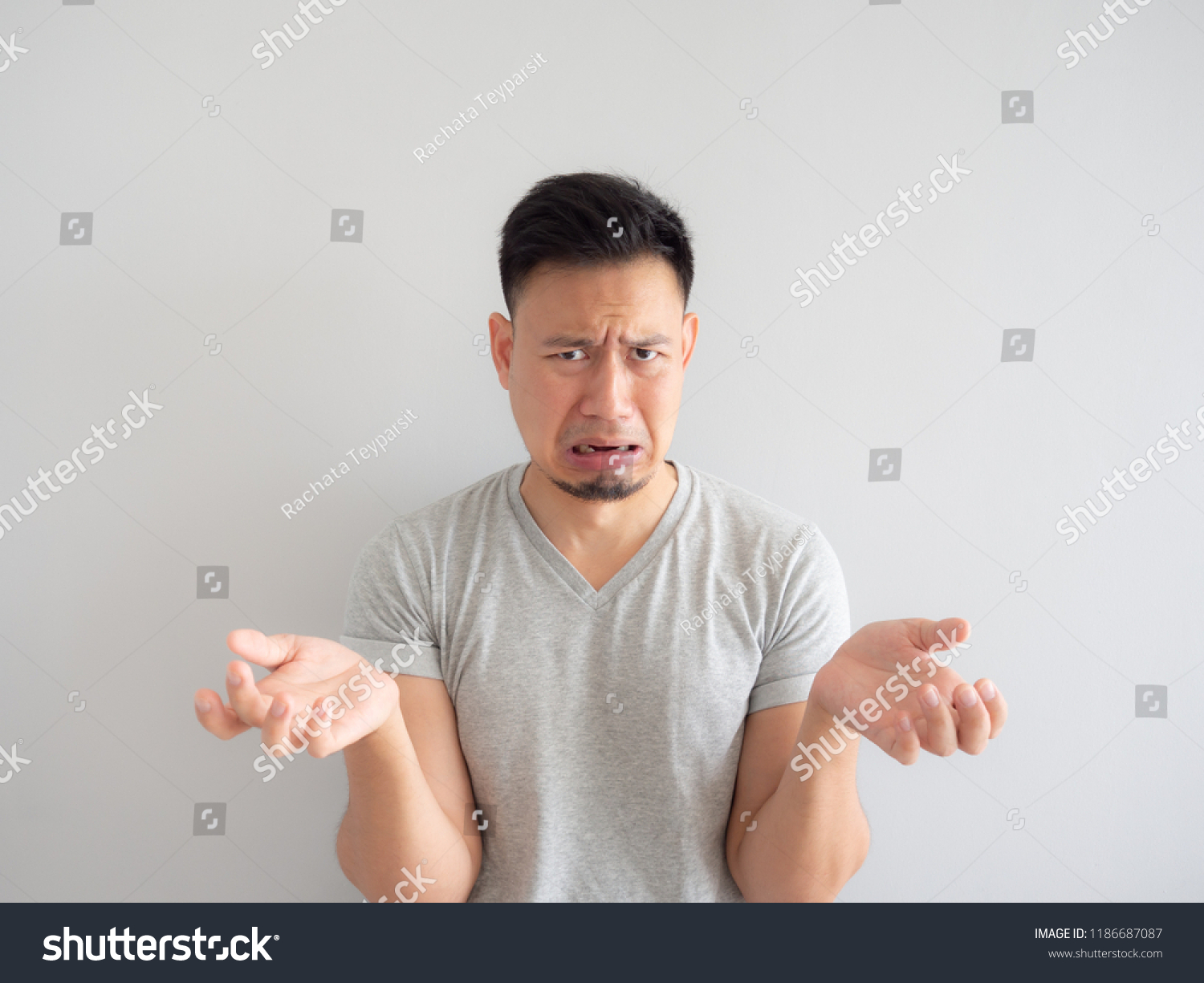 Funny Face Asian Man Denying Something Stock Photo 1186687087 ...