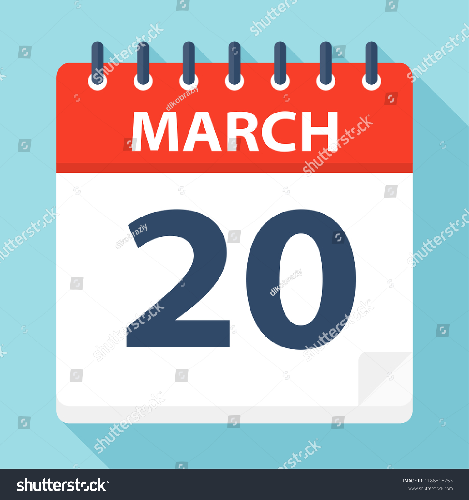 March 20 Calendar Icon Vector Illustration Stock Vector (Royalty Free ...