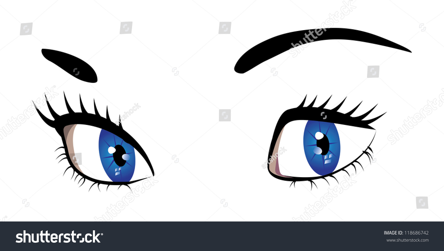 Illustration Dark Blue Womans Eyes On Stock Vector (Royalty Free ...