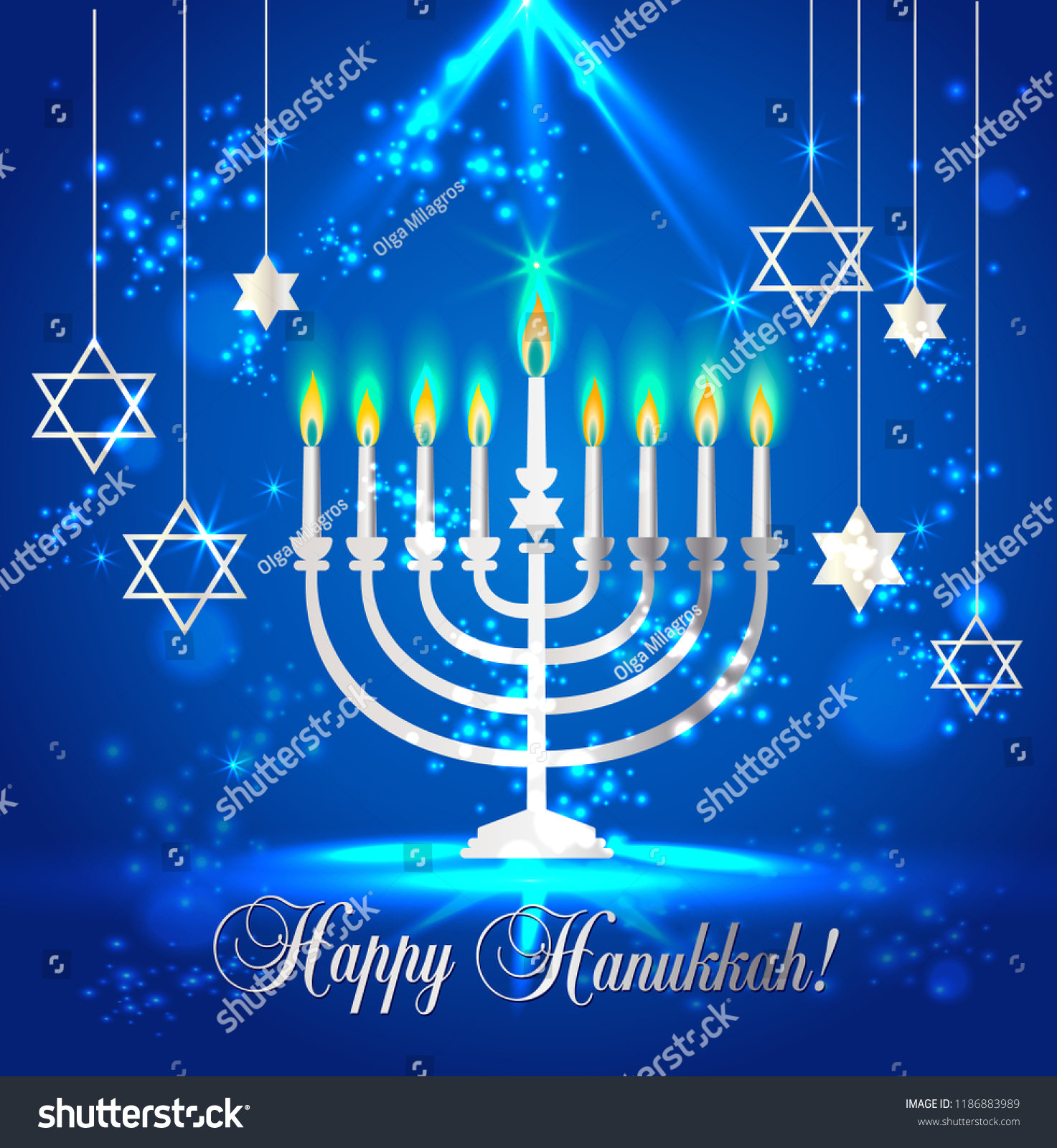 Happy Hanukkah Shining Background Menorah David Stock Vector Royalty Free 1186883989 3270