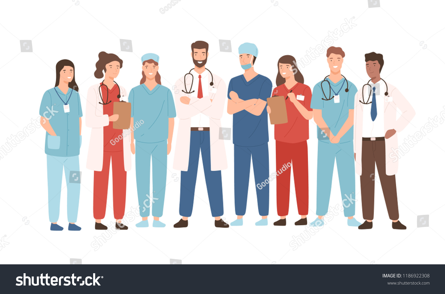 Group Hospital Medical Staff Standing Together Stock Vector (Royalty ...