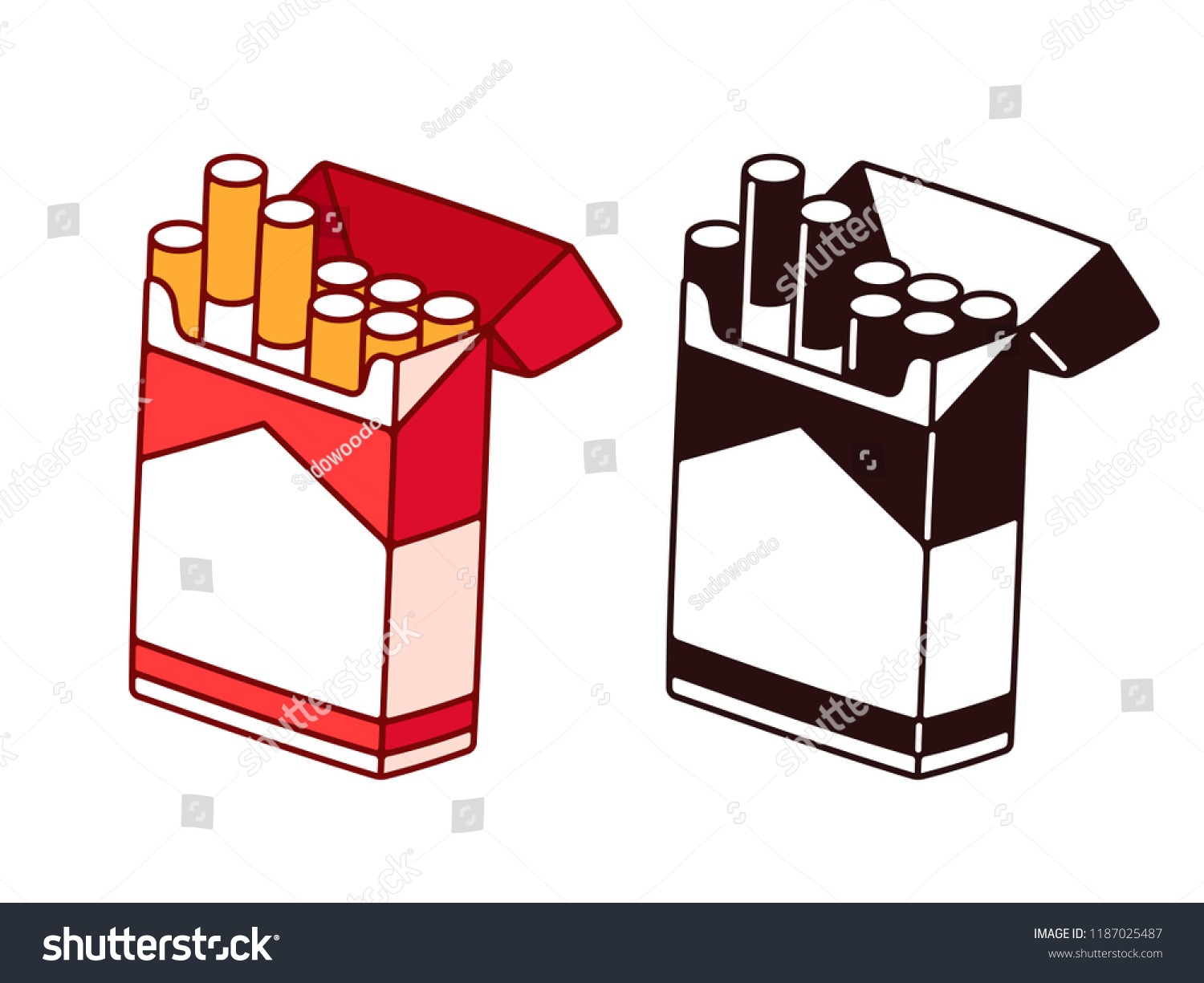 Open Cigarette Pack Cartoon Drawing Color Stock Vector (Royalty Free ...