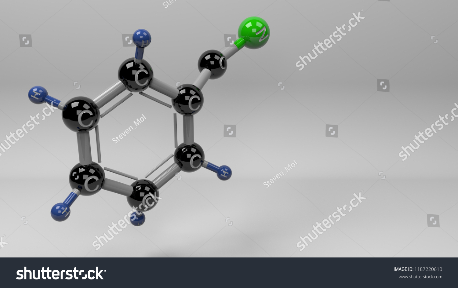 Benzonitrile Molecule Illustration Molecular Structure Benzonitrile Stock Illustration 