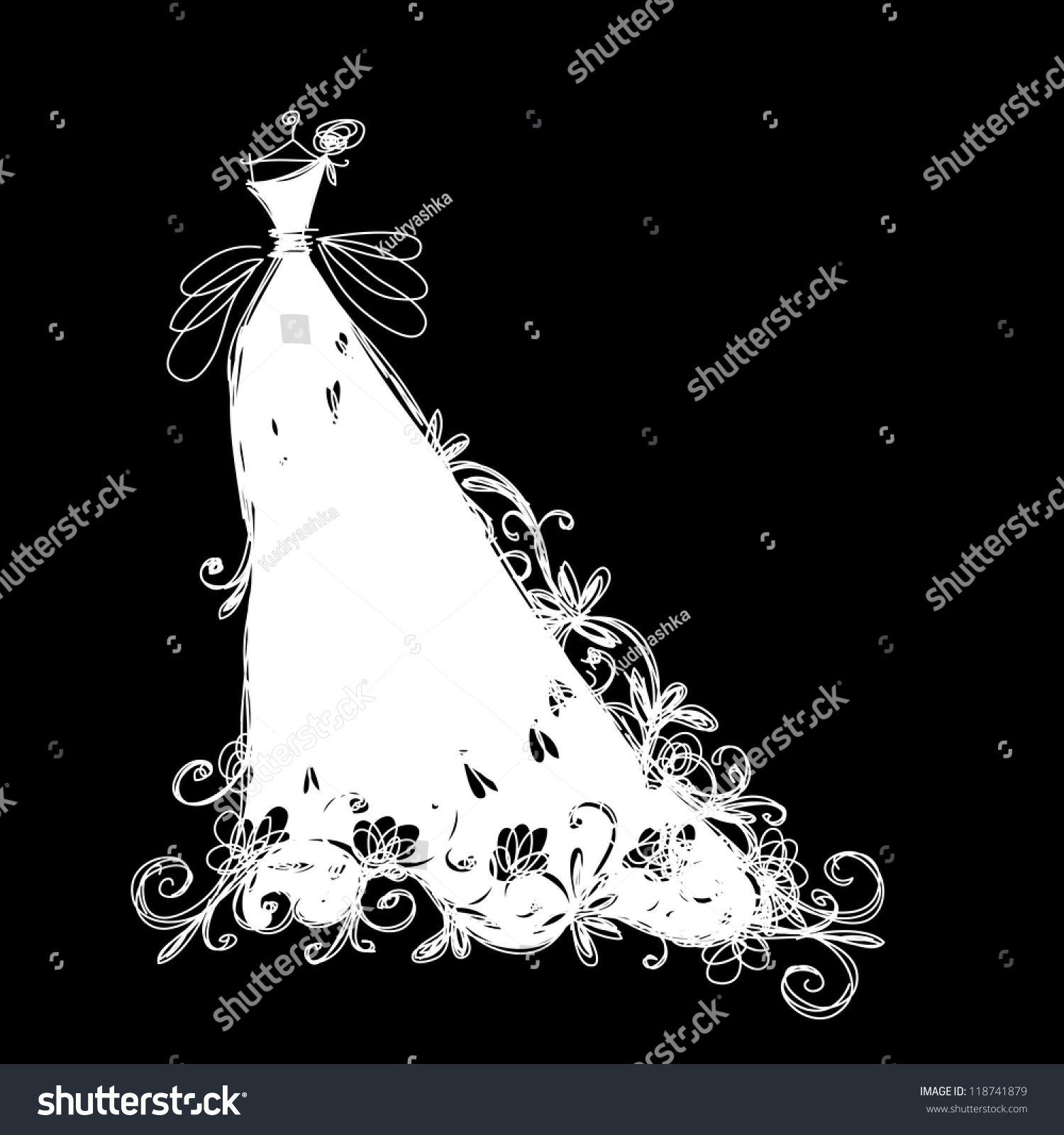 Sketch Wedding Dress Your Design Stock Vector (Royalty Free) 118741879 ...