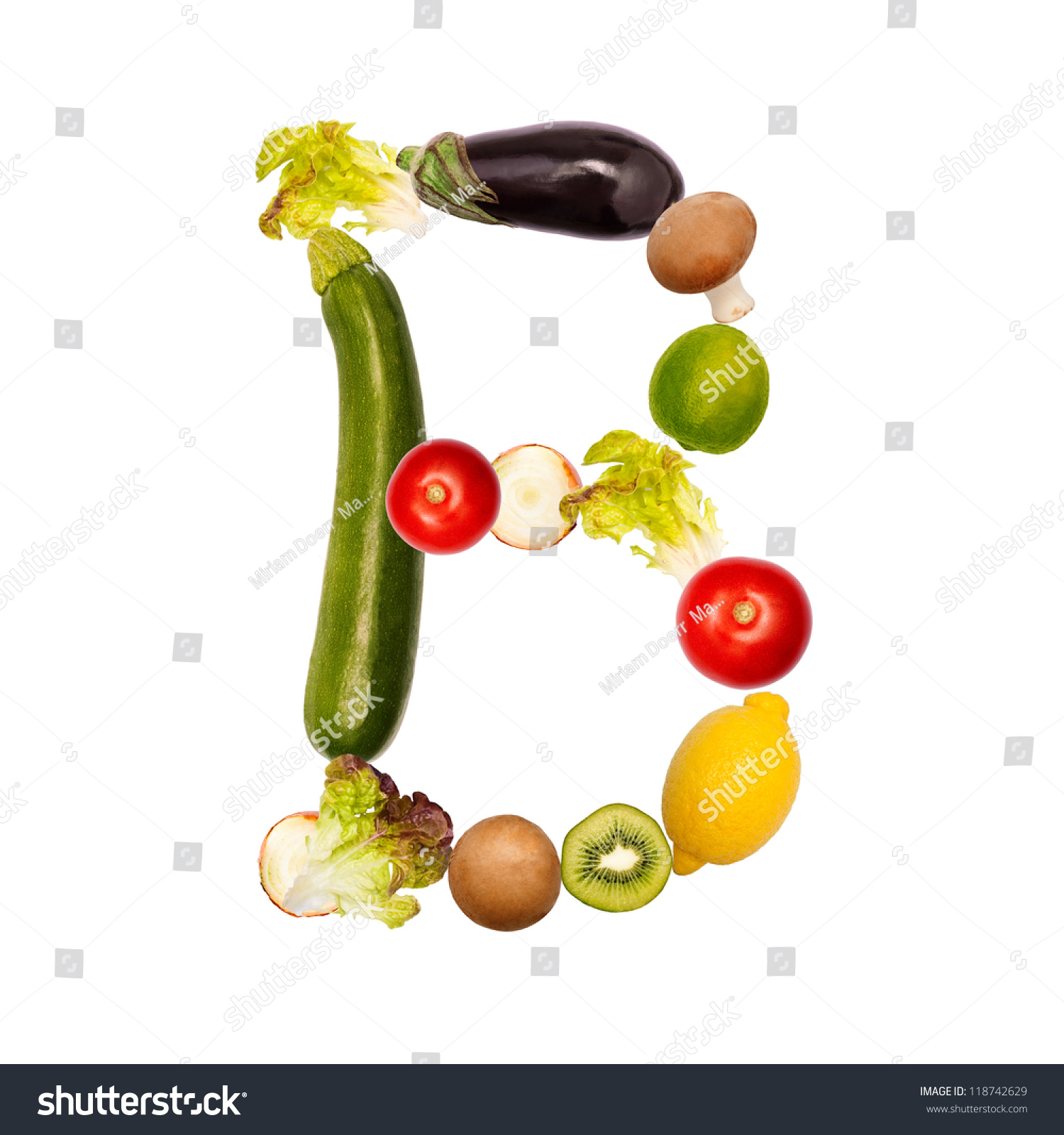 Letter B Composite Various Fruits Vegetables Stock Photo 118742629 ...