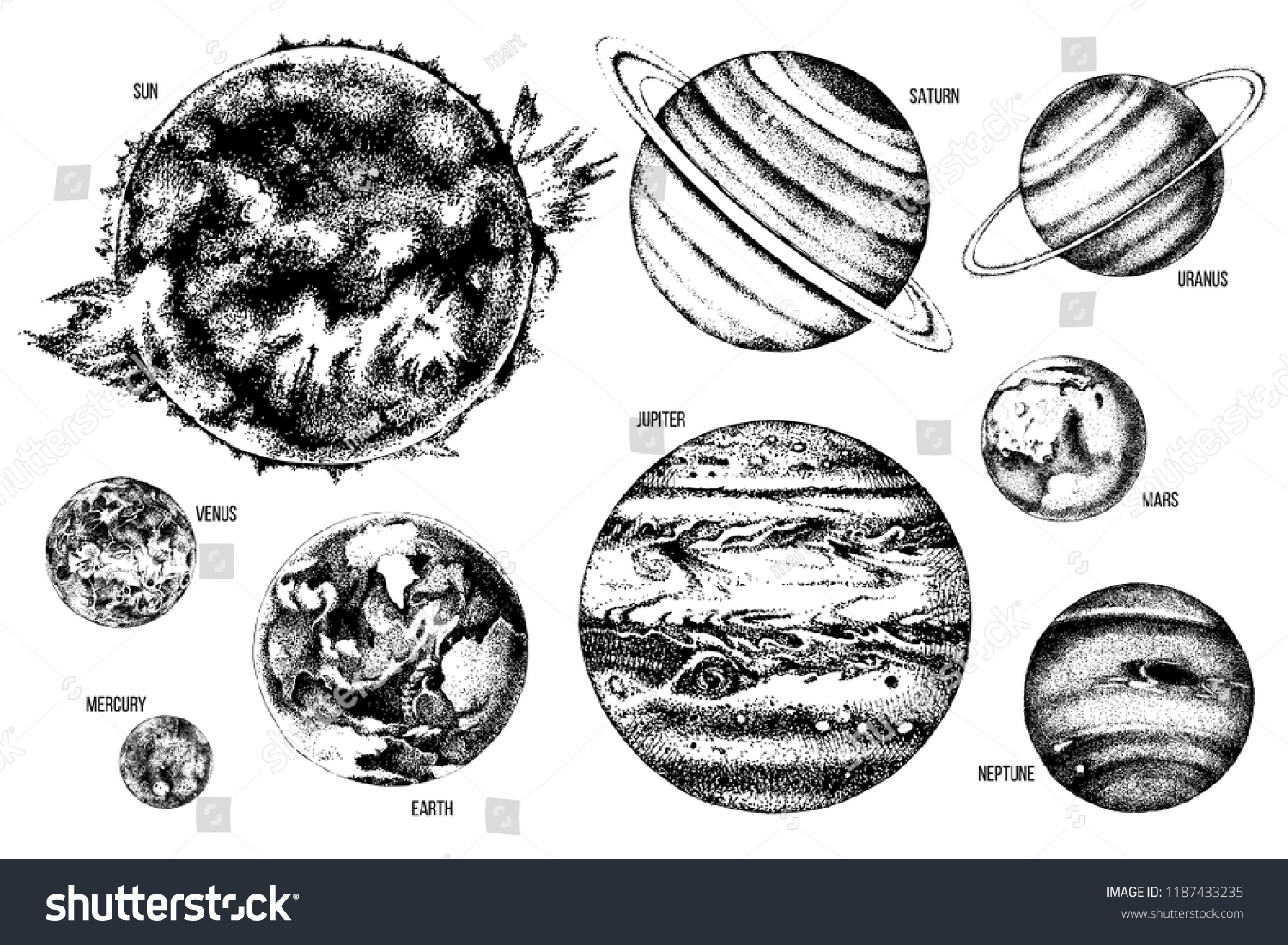 Hand Drawn Solar System Illustration Sun Stock Vector (Royalty Free ...