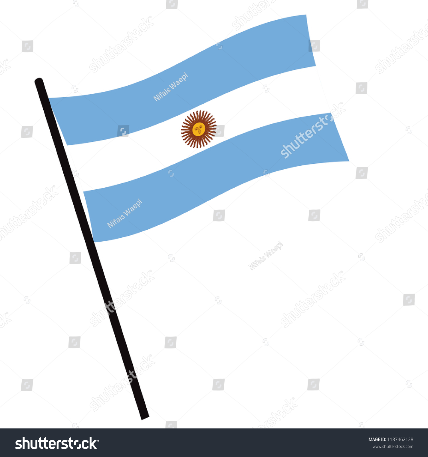 Flag Argentina Argentina Flag Waving Isolated Stock Vector (Royalty ...