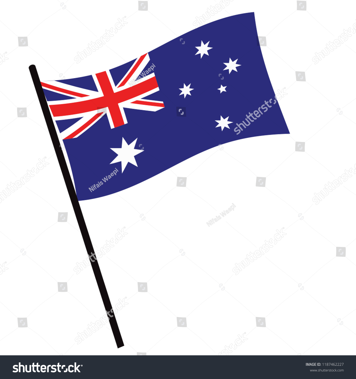 Flag Australia Australia Flag Waving Isolated Stock Vector (Royalty ...