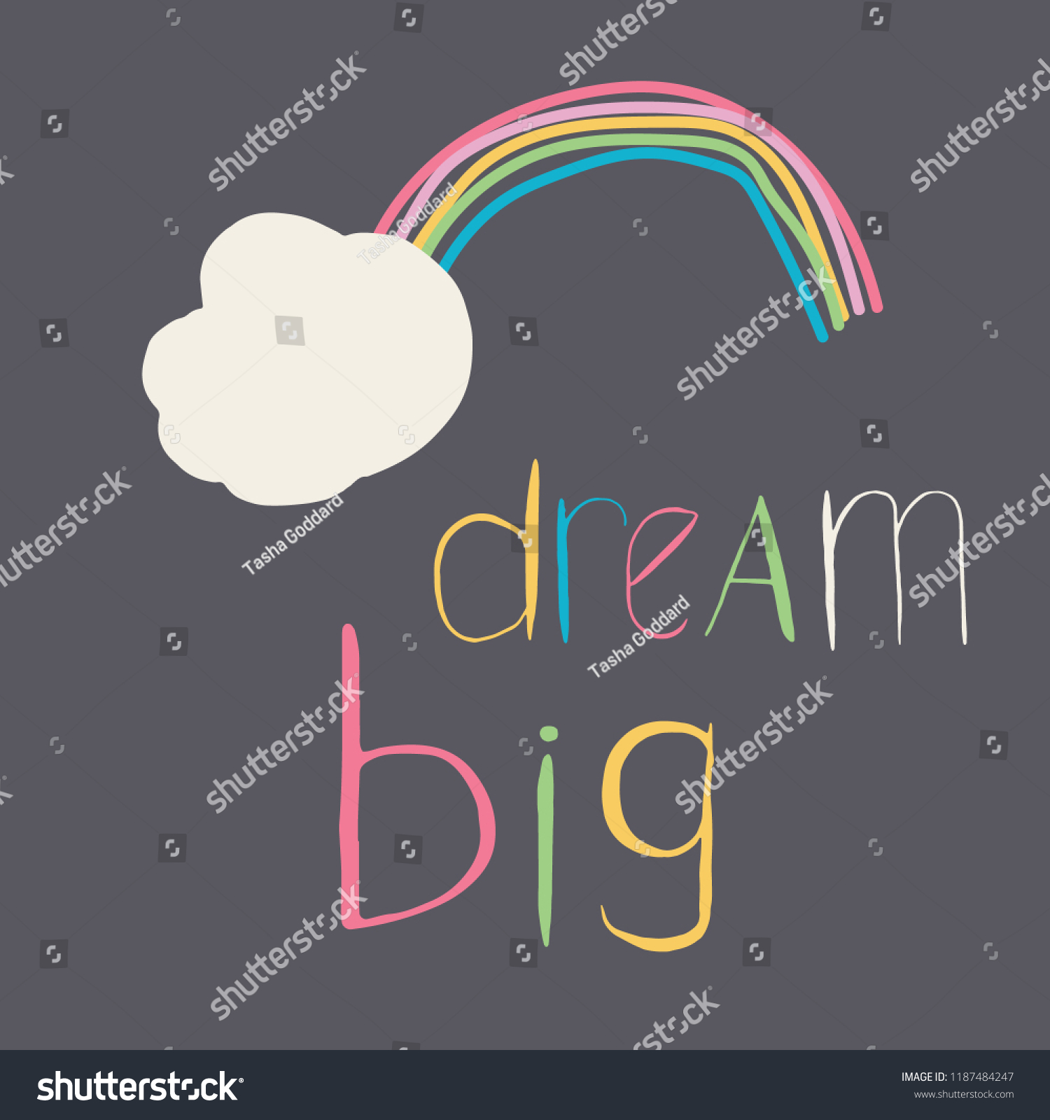 Dream Big Handdrawn Type Rainbow Cloud Stock Vector (Royalty Free ...