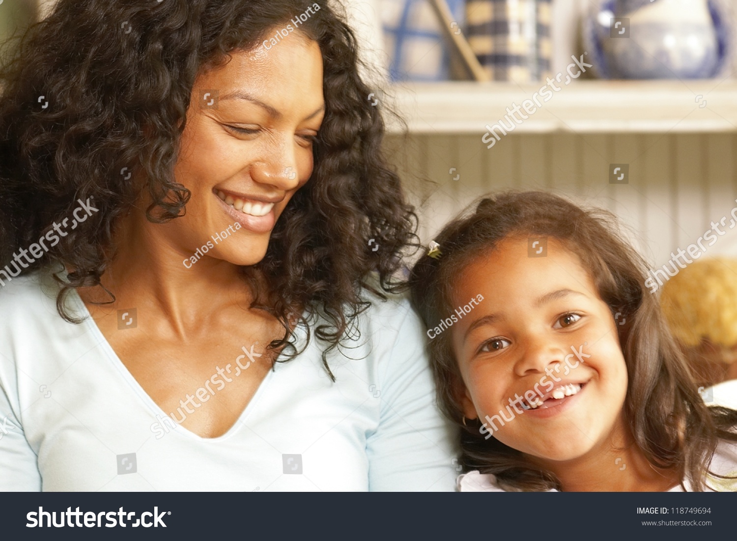 Pretty Mother Grins Her Cute Little Stock Photo 118749694 