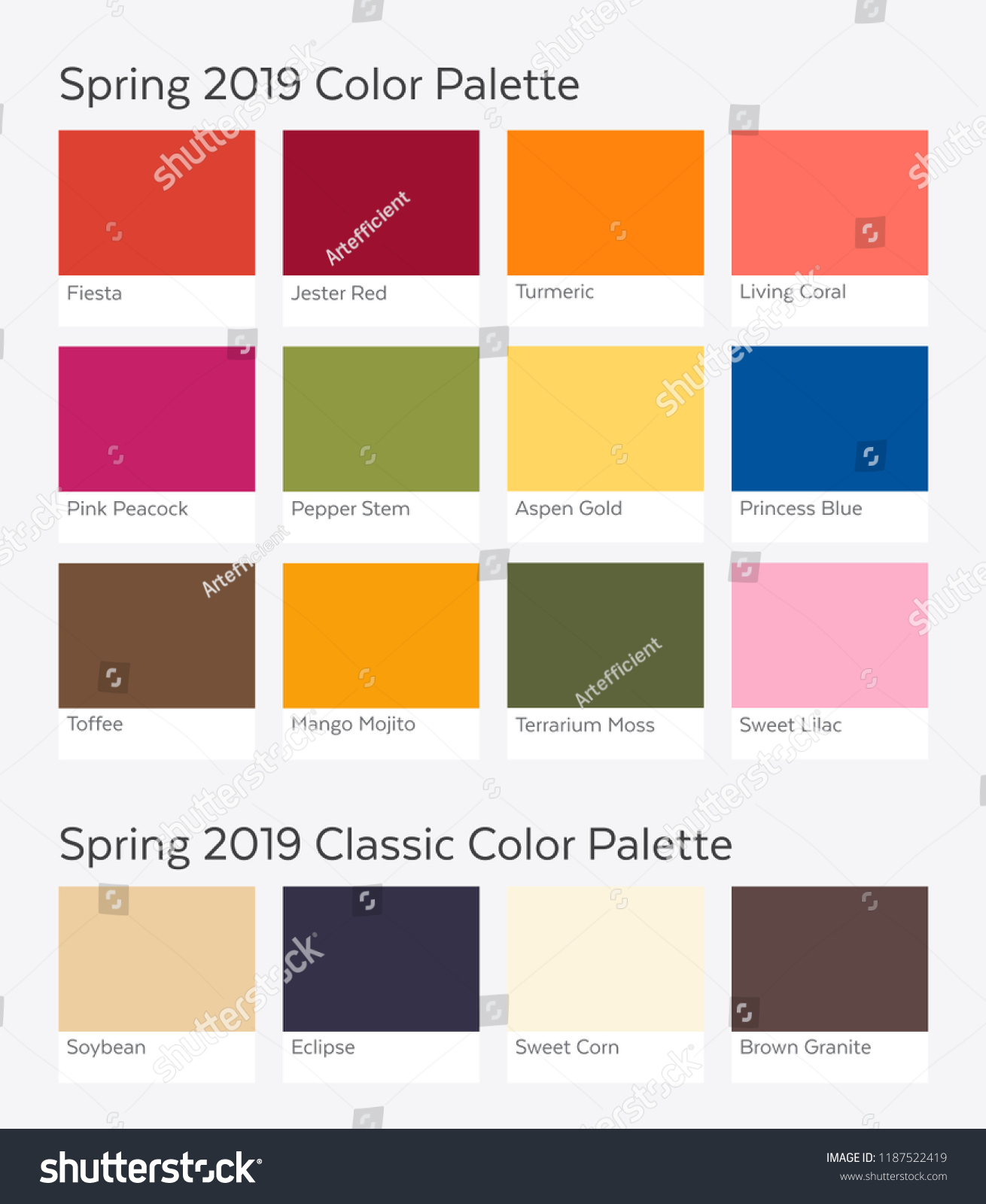 Spring Summer 2019 Color Palette Example Stock Vector (Royalty Free ...
