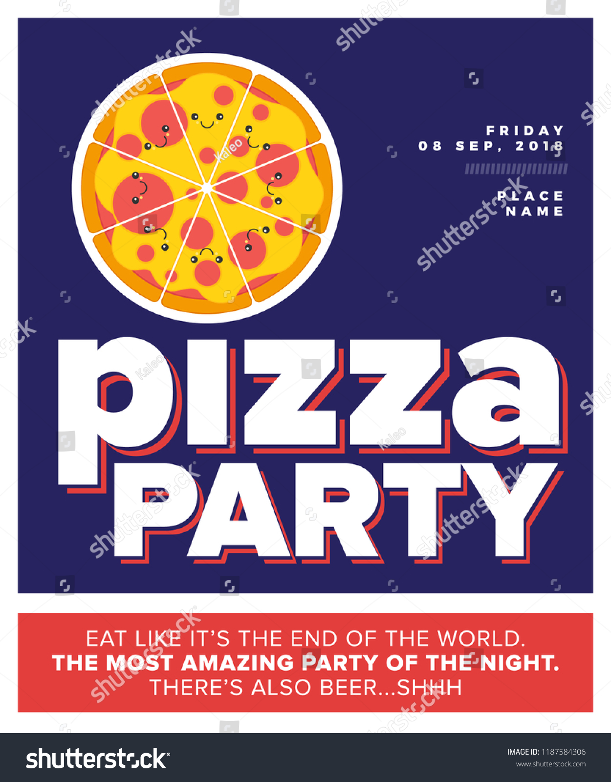 Pizza Party Template Design Vector Illustration Stock Vector (Royalty ...