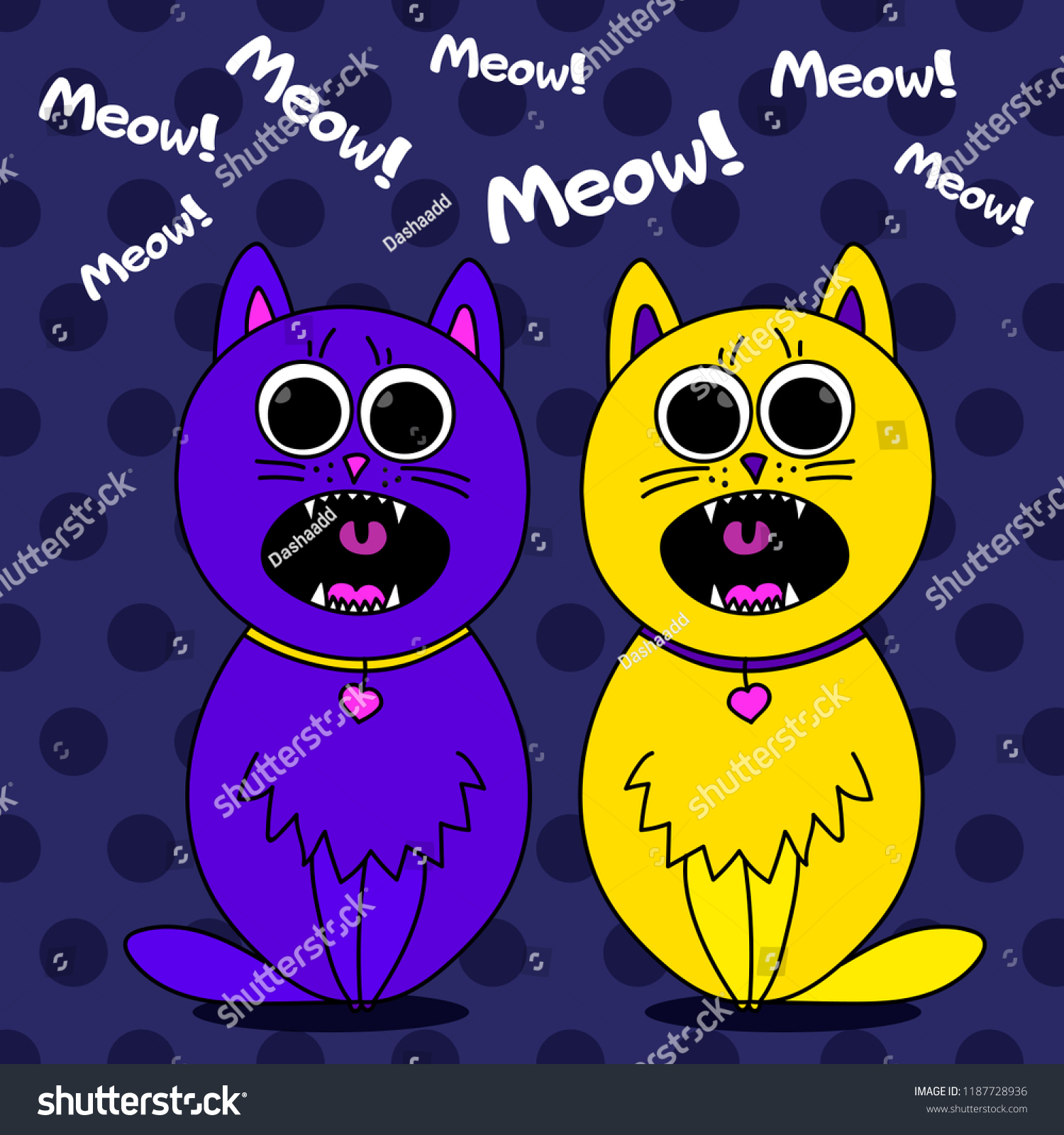 Two Cats Sing Song Cartoon Illustration Stock Vector (Royalty Free