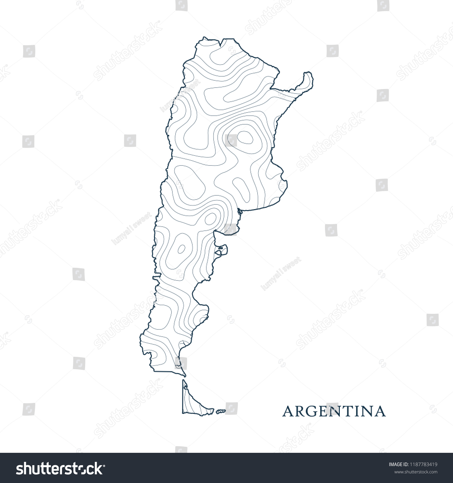 Topographic Map Contour Argentina Vector Illustration Stock Vector ...