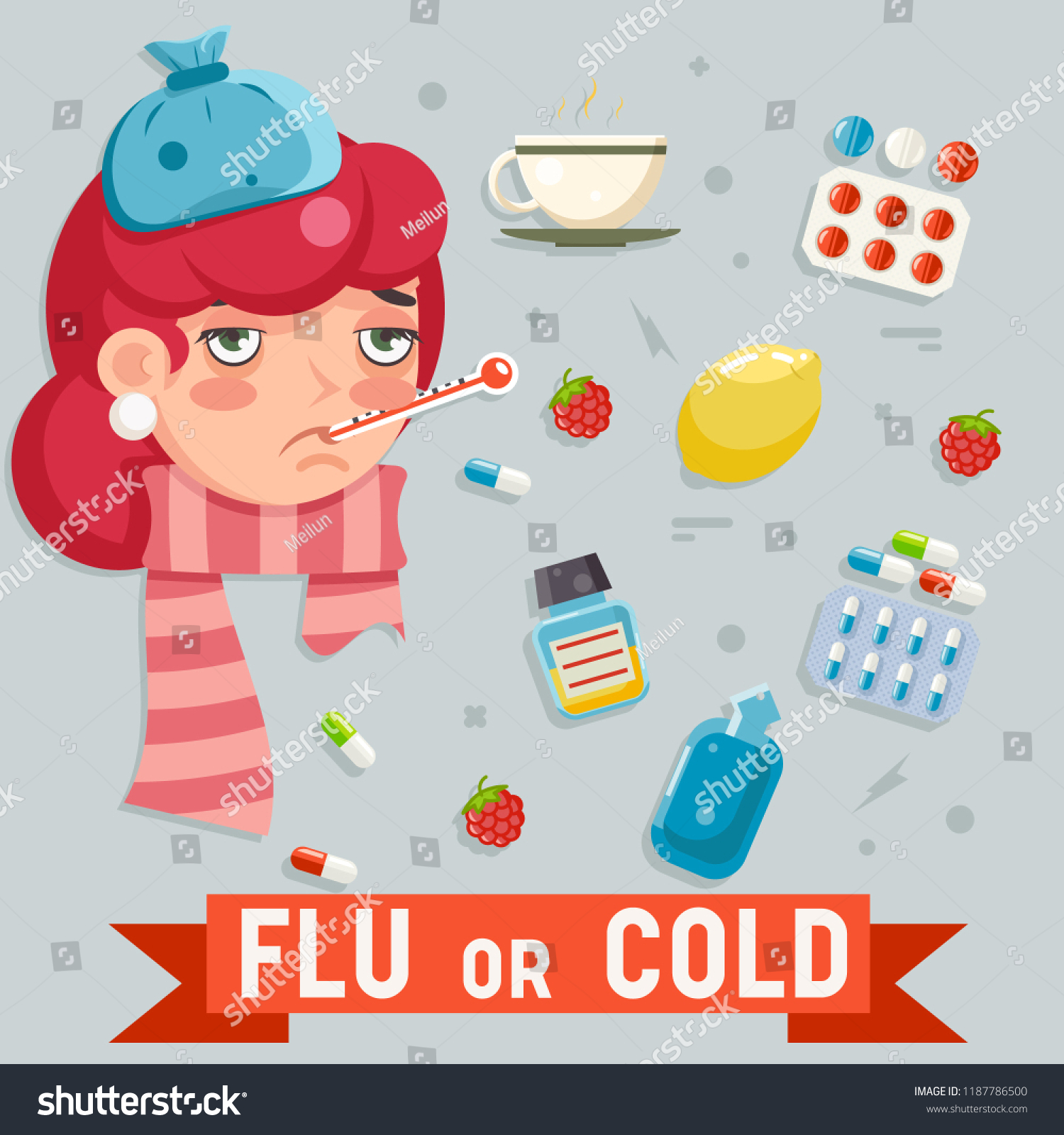 Female Cold Flu Disease Illness Sickness Stock Vector (Royalty Free ...