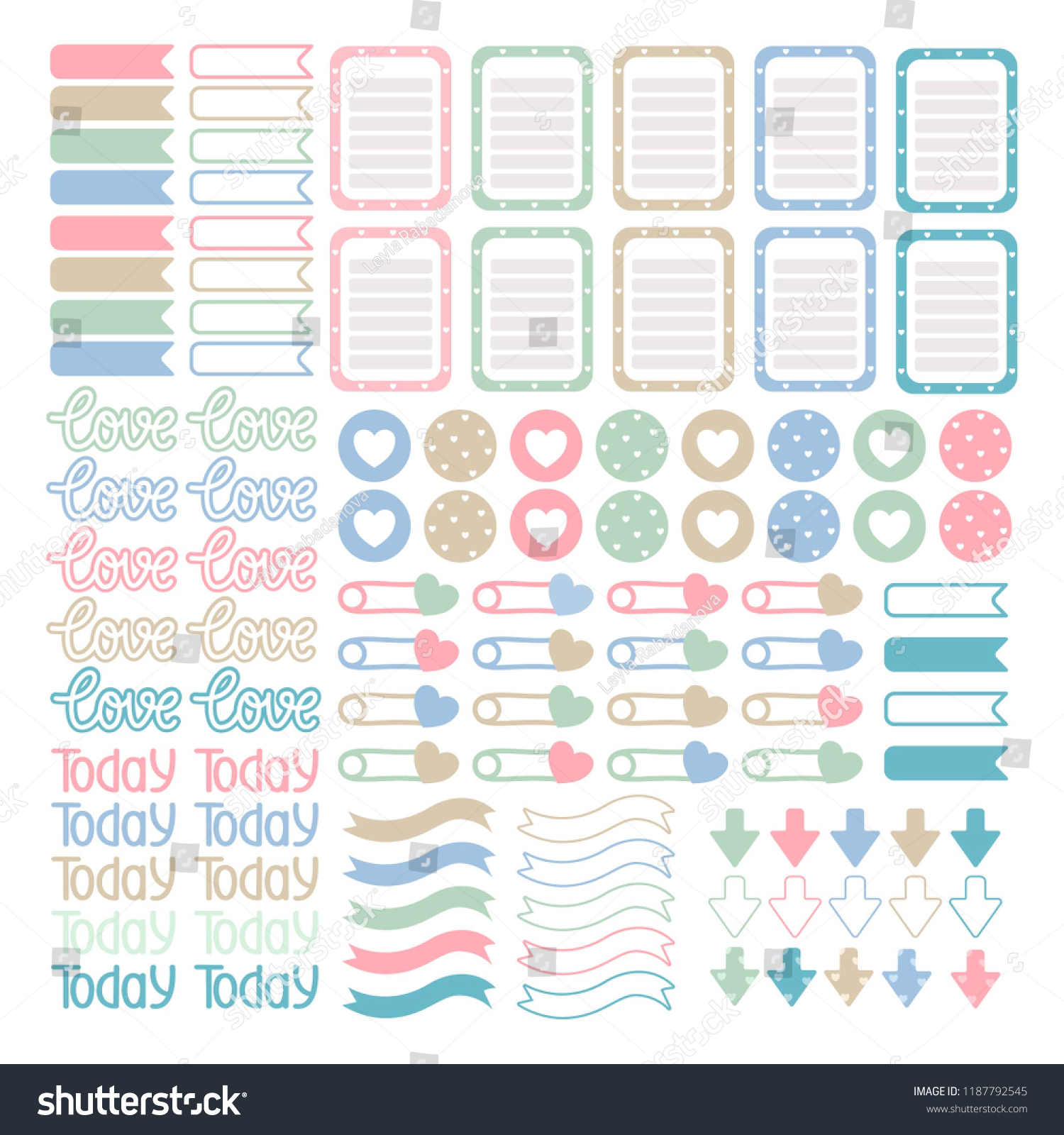 Scrapbooking Stickers Vector Planner Signs Symbols Stock Vector ...