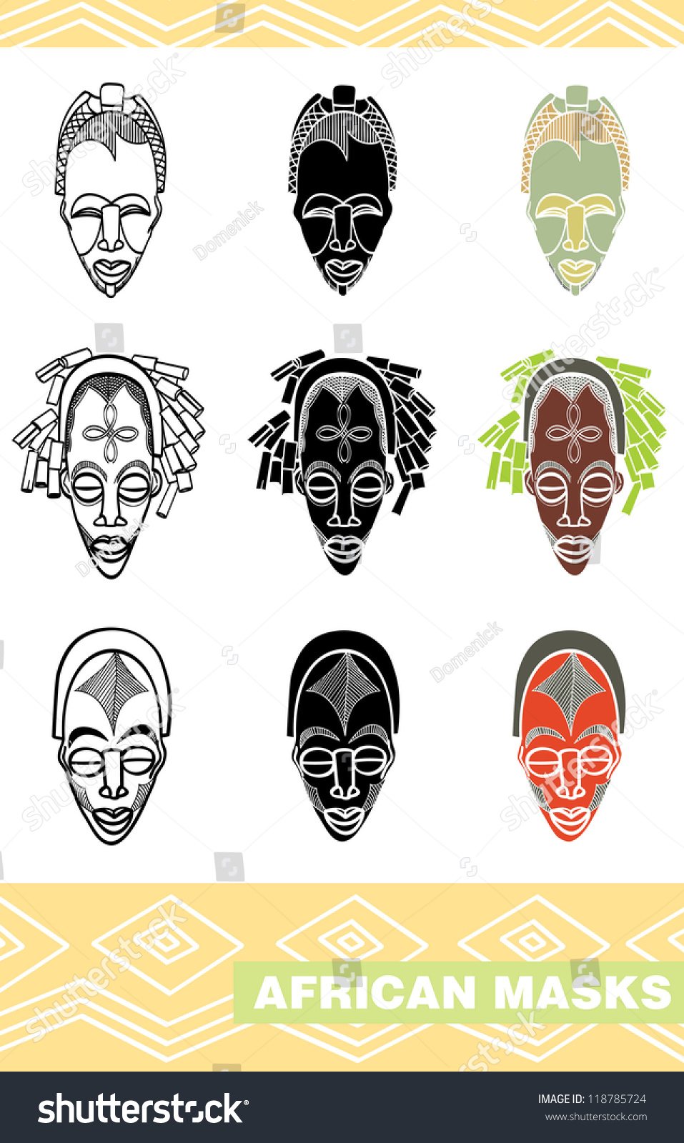 African Masks Part1 Vector Stock Vector (Royalty Free) 118785724 ...