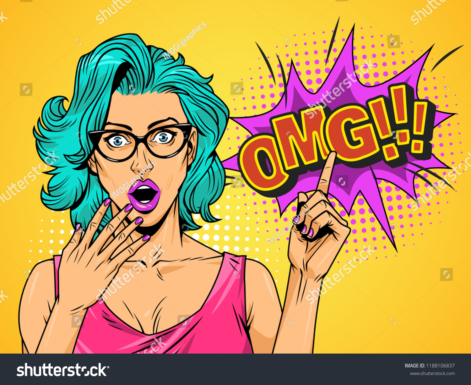 Pop Art Surprised Pretty Girl Red Stock Vector (Royalty Free ...