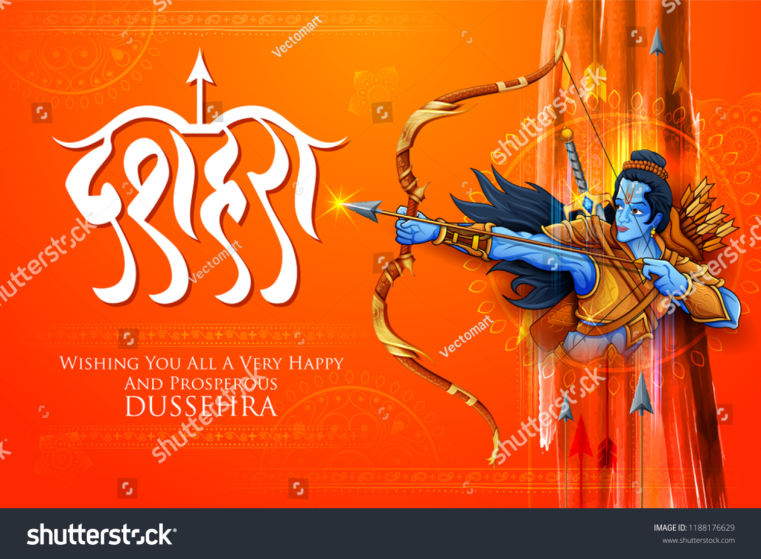 Illustration Lord Rama Navratri Festival India Stock Vector (Royalty ...