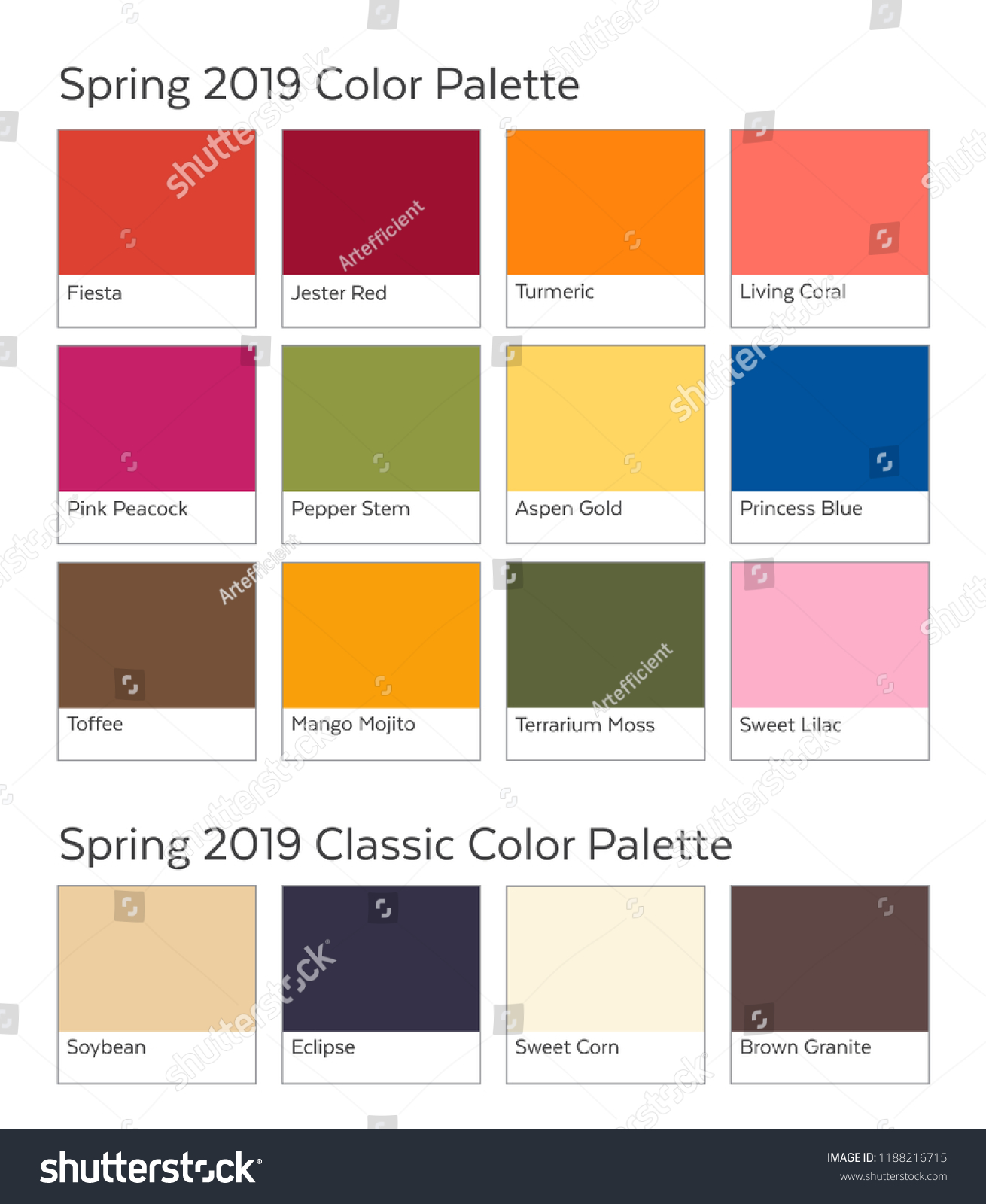 Spring Summer 2019 Color Palette Example Stock Vector (Royalty Free ...