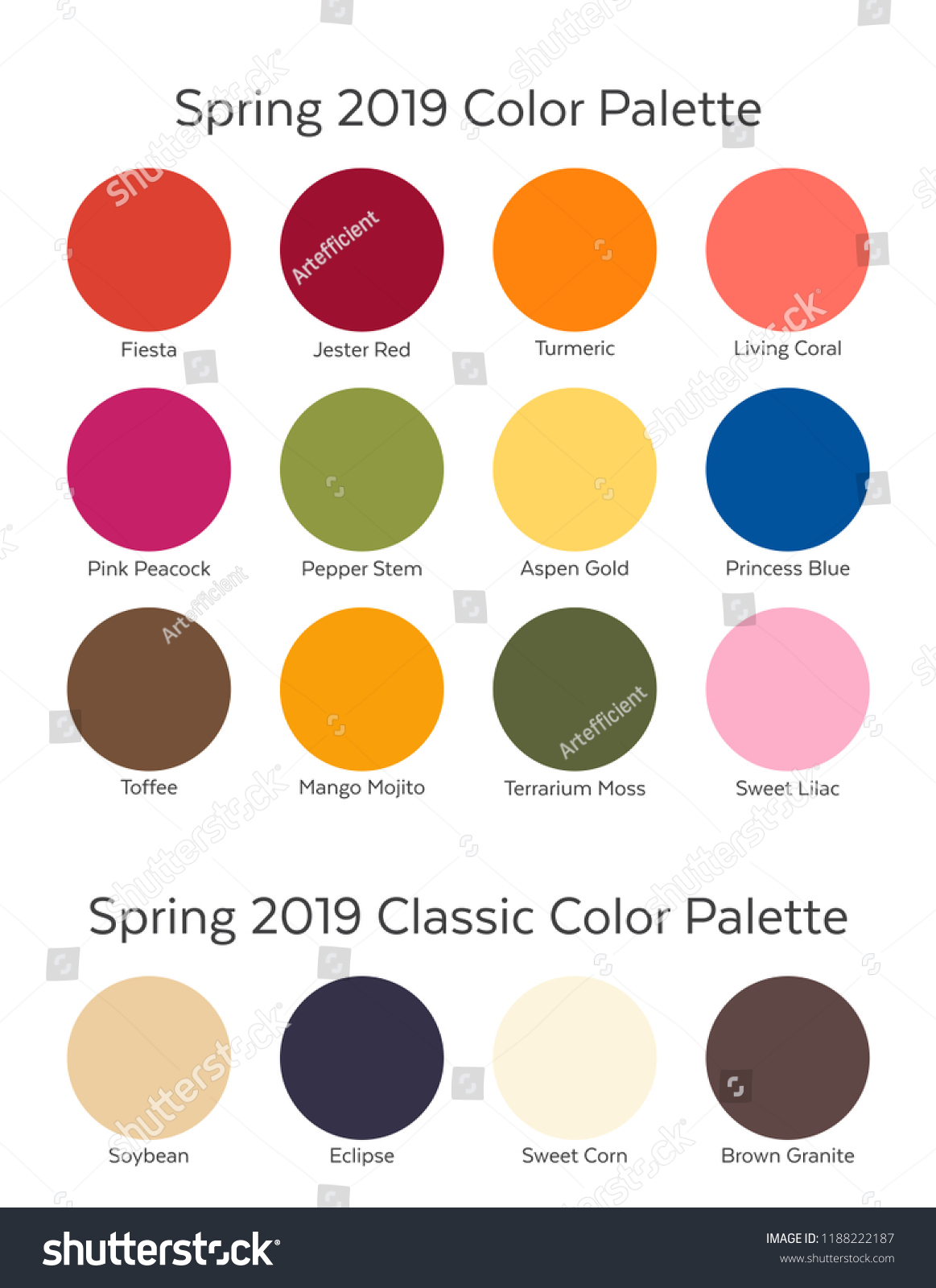 Spring Summer 2019 Color Palette Example Stock Vector (Royalty Free ...