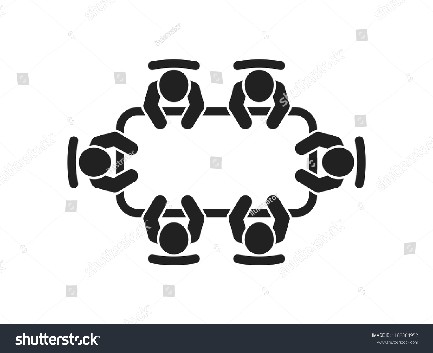 Brainstorming Teamwork Icon Business Meeting Discussion Stock Vector ...