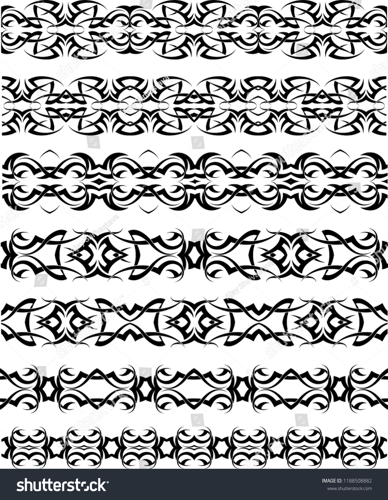 Tribal Tattoo Border Seamless Design Vector Stock Vector (Royalty Free ...