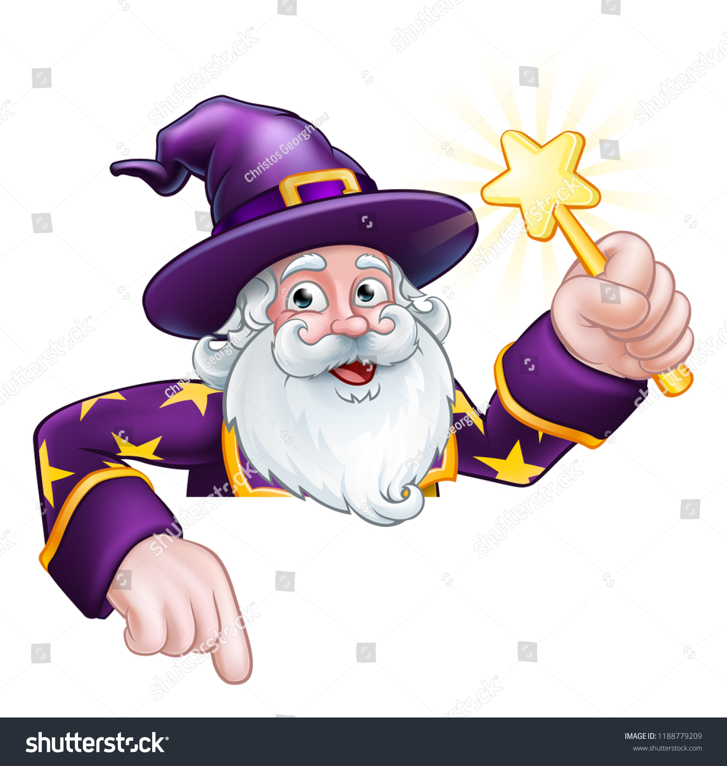 Wizard Merlin Magician Halloween Cartoon Character Stock Vector ...