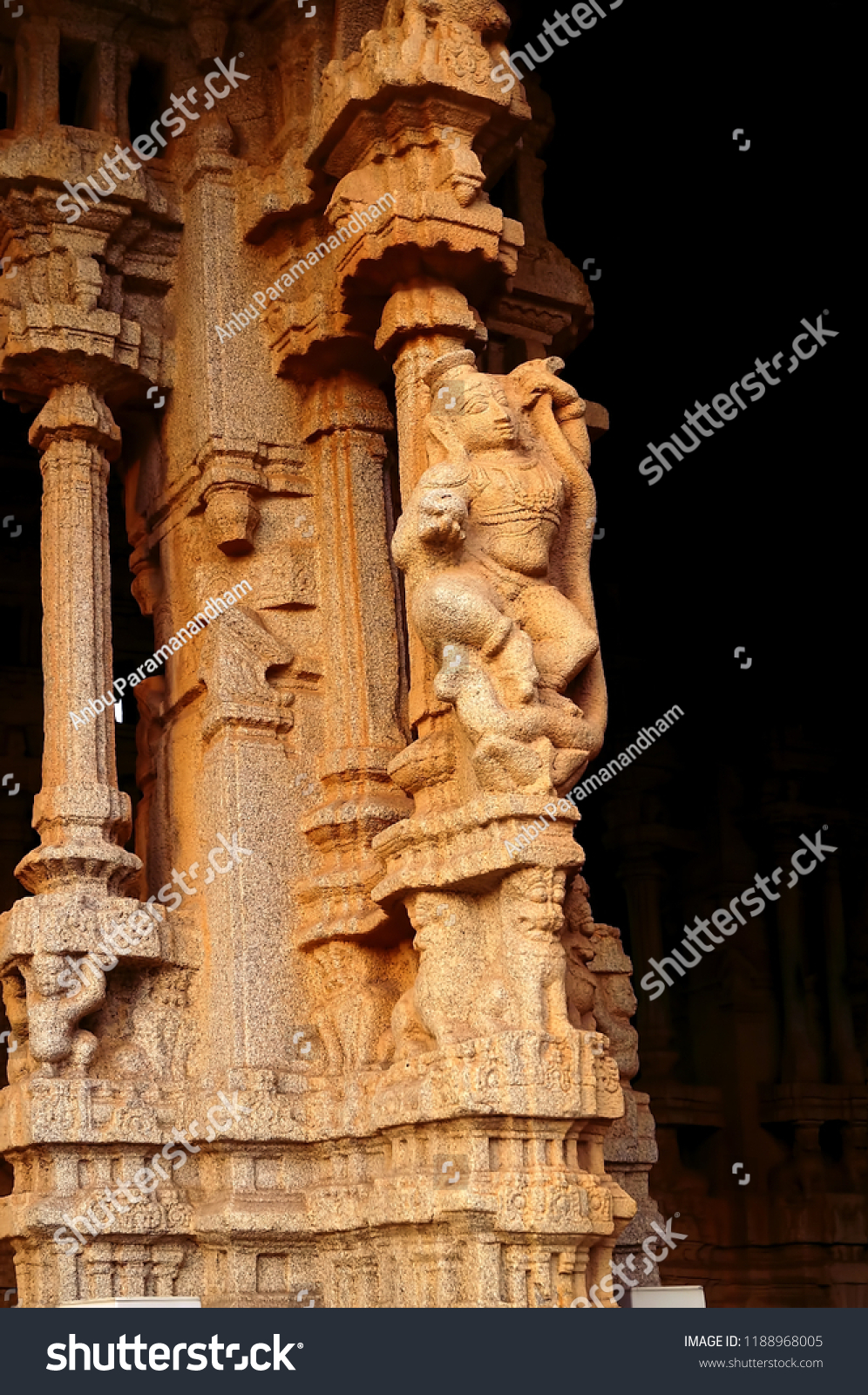 Architectural Pillars Lord Shiva Temple Hampi Stock Photo 1188968005 ...